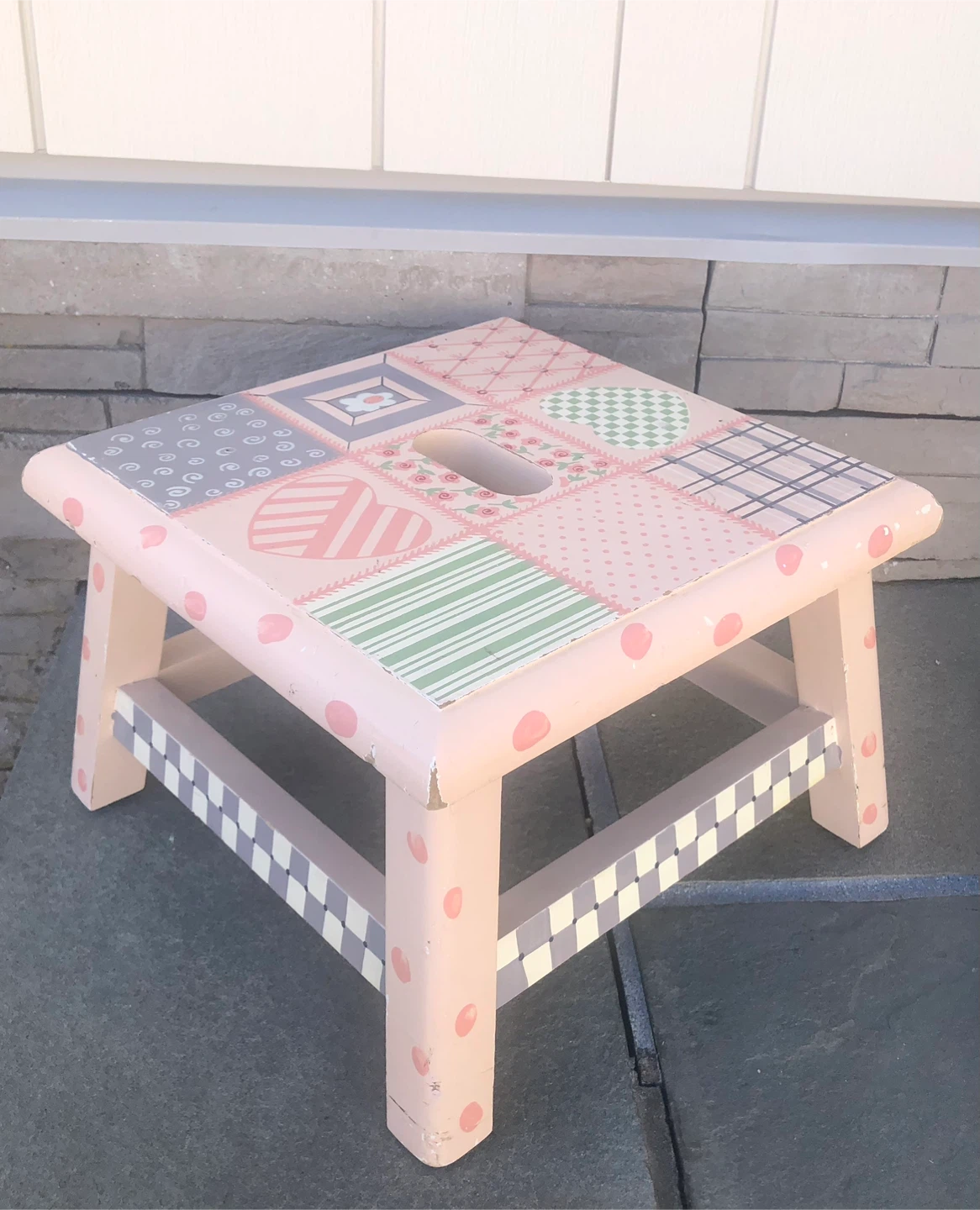 Hand-Painted Pink Wooden Step Stool - photo 2