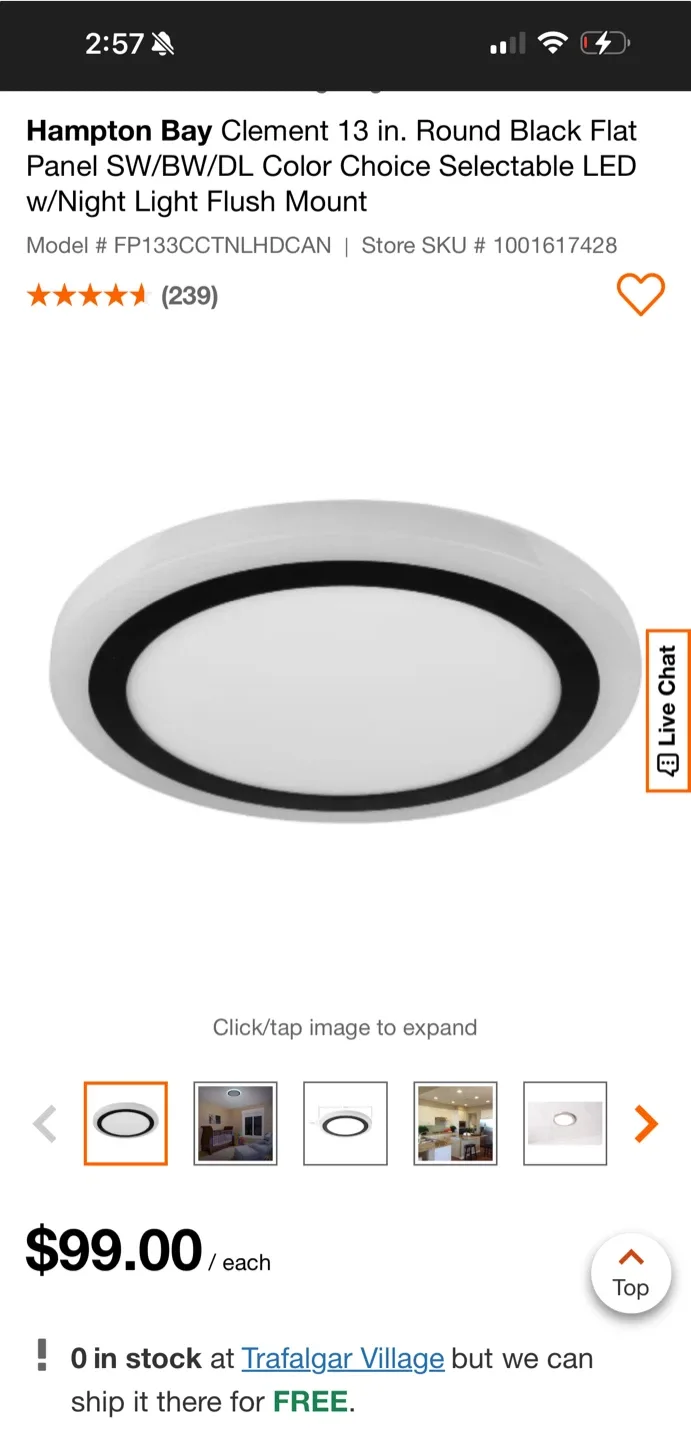 Hampton Bay Clement 13" LED Flush Mount Light thumbnail