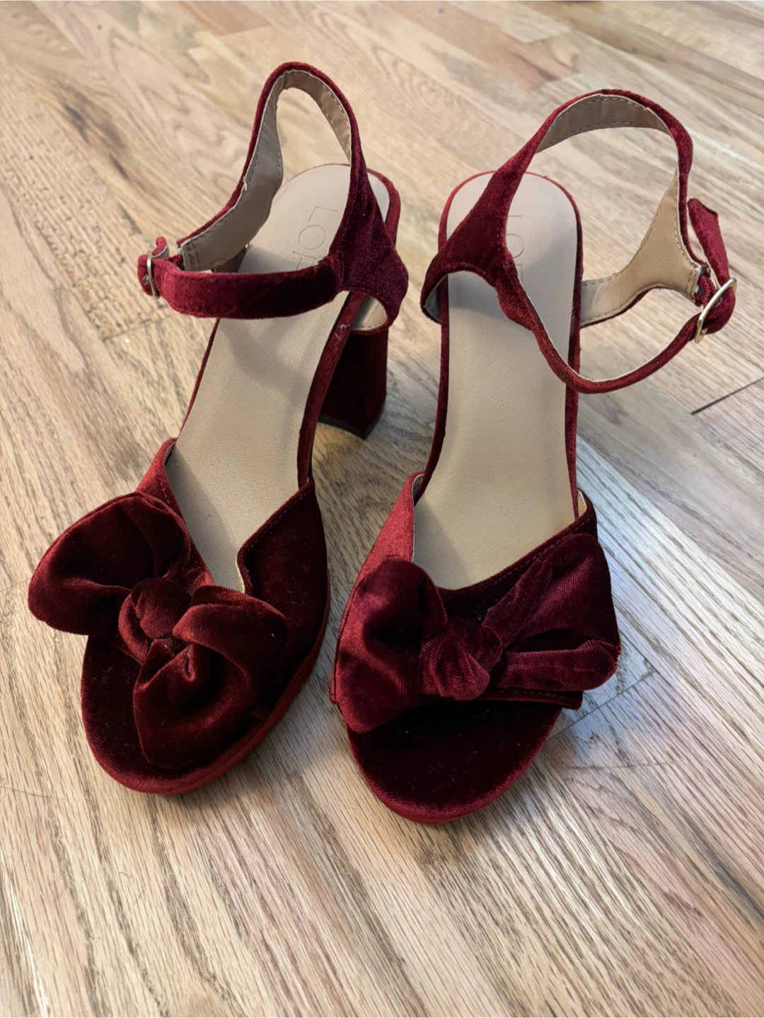 LOFT Red Velvet Heels - Size 9