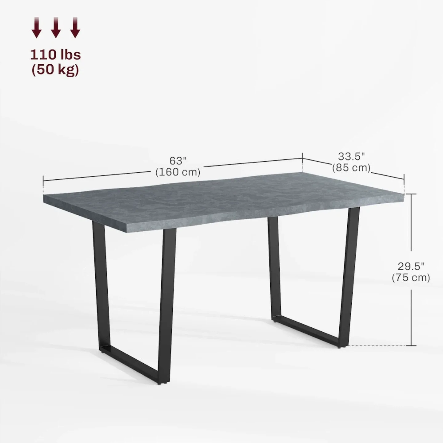 Dining Table - Grey, 63 inch image indicator(2)