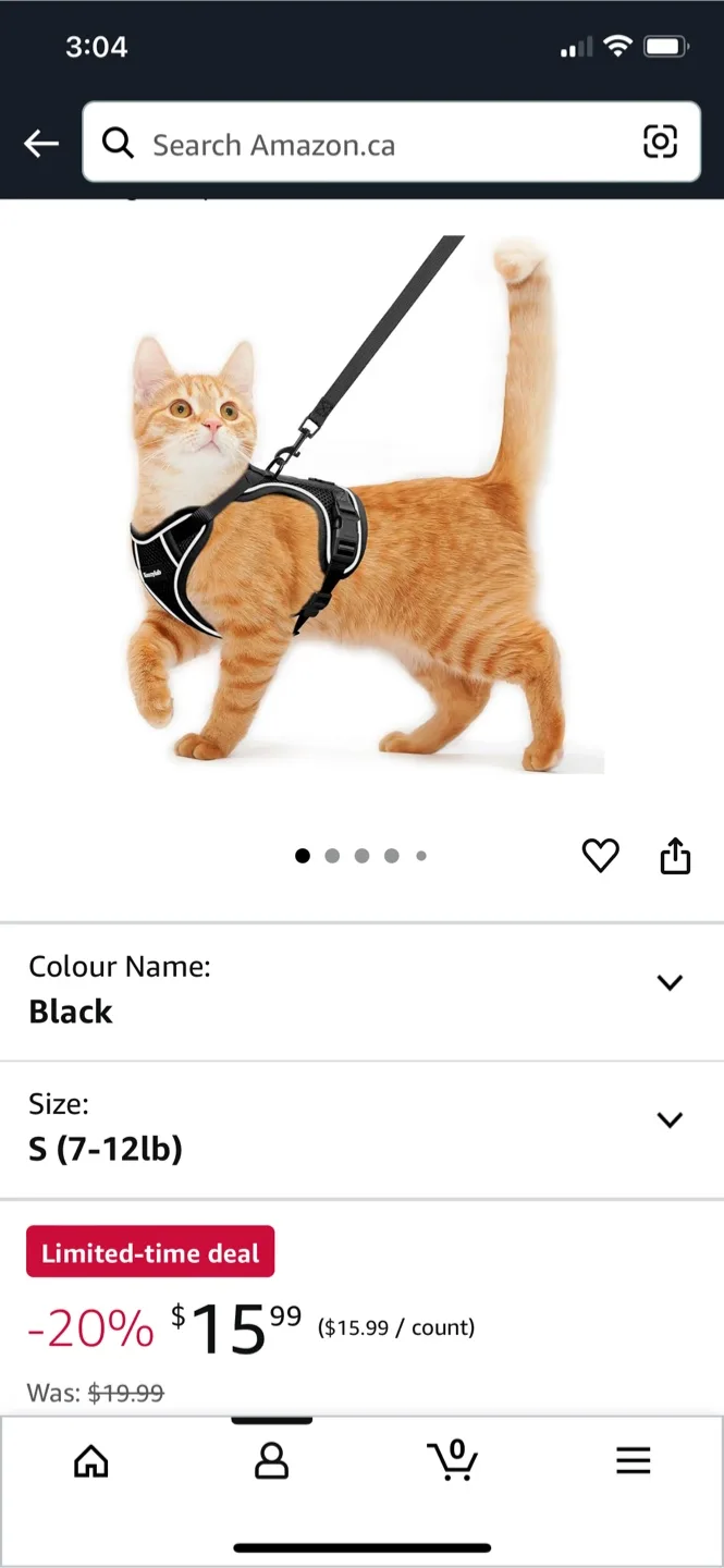 Kaazylab Cat Harness and Leash - Size S (7-12lb)