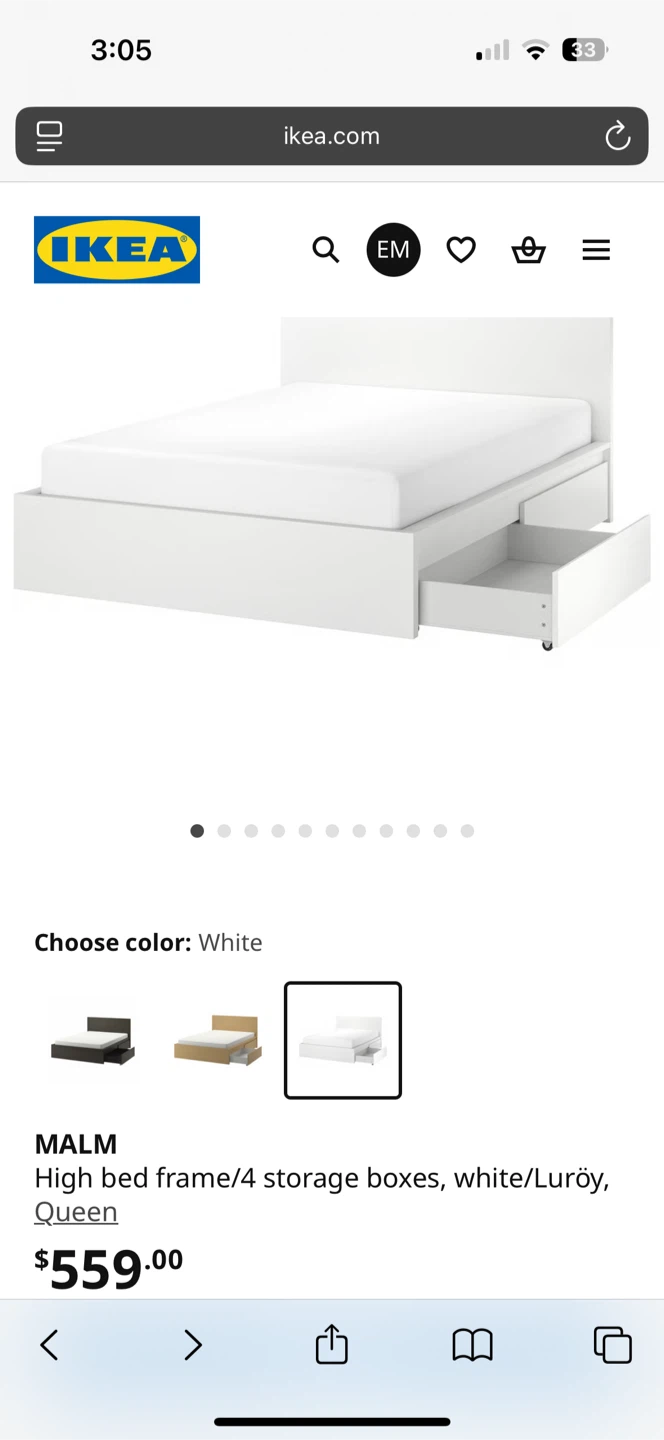 IKEA MALM Queen Bed Frame & Dressing Table - photo 2
