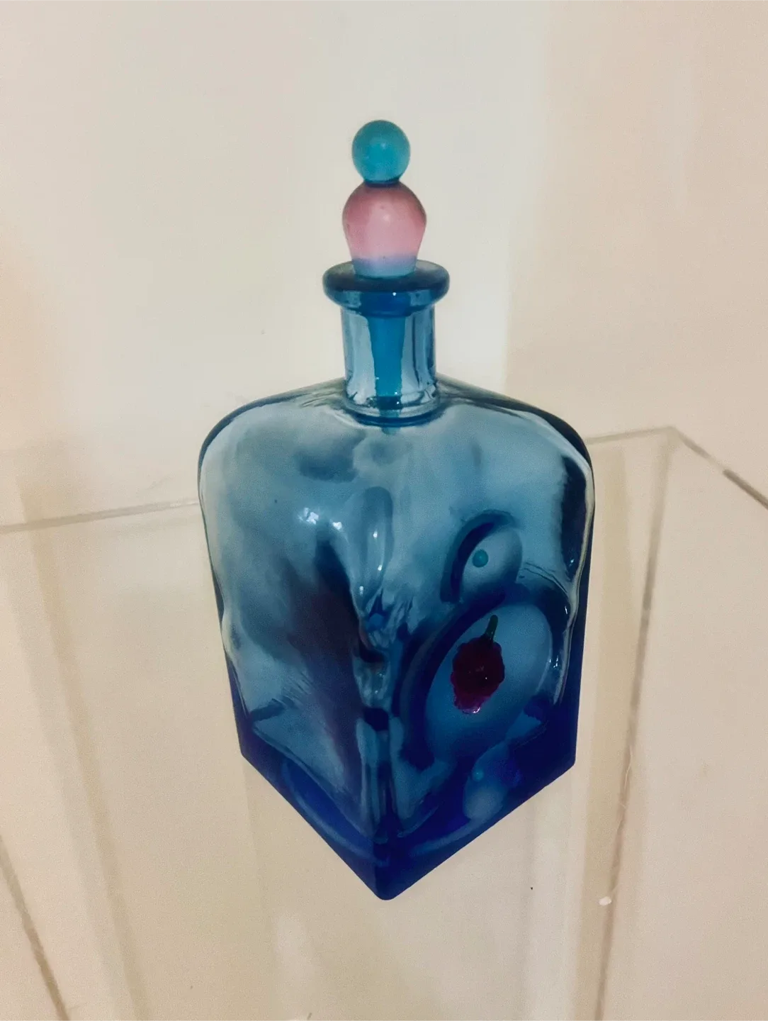Blue Glass Decanter with Stopper