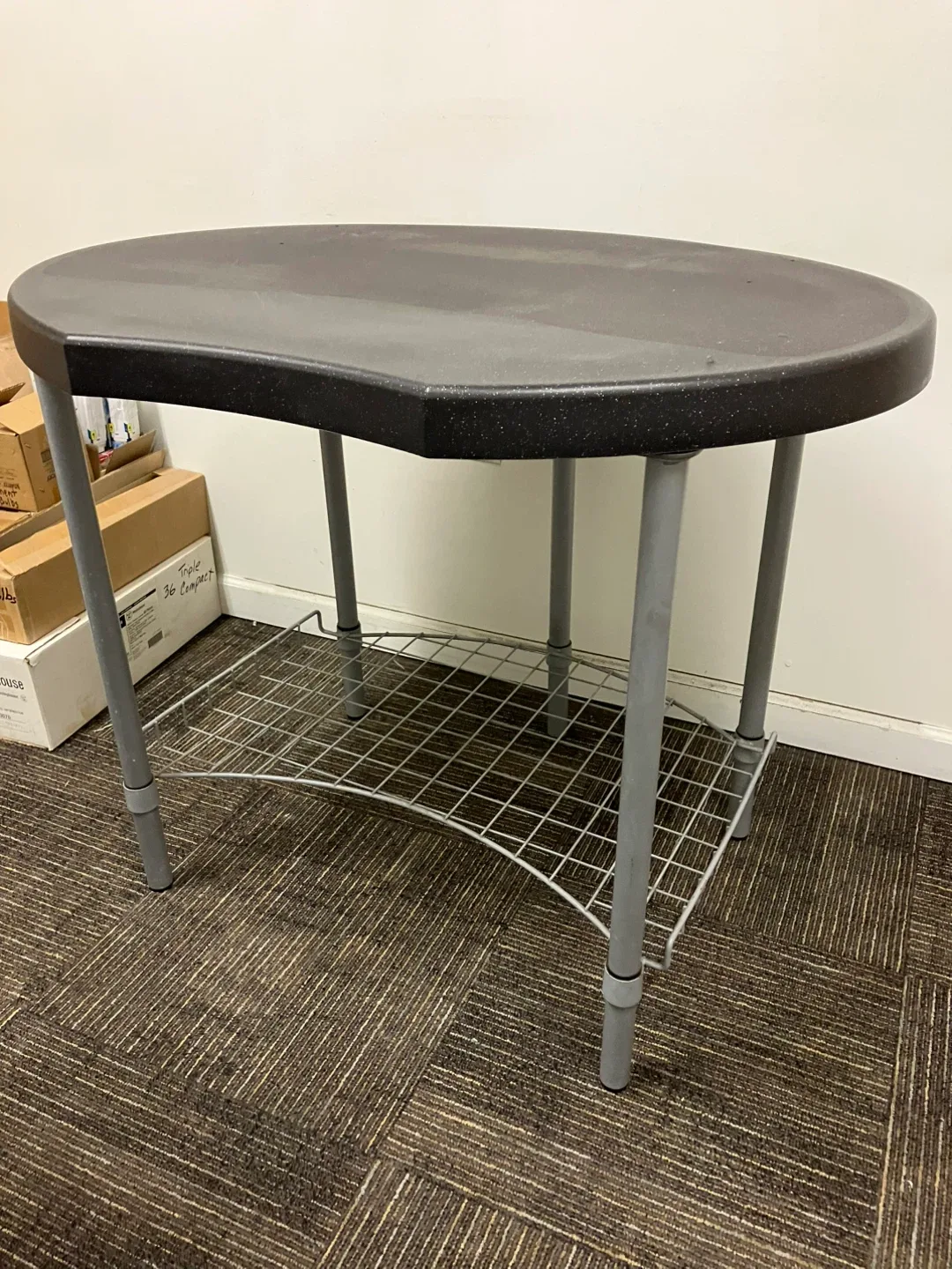 Small Black Computer/Utility Table with Shelf thumbnail