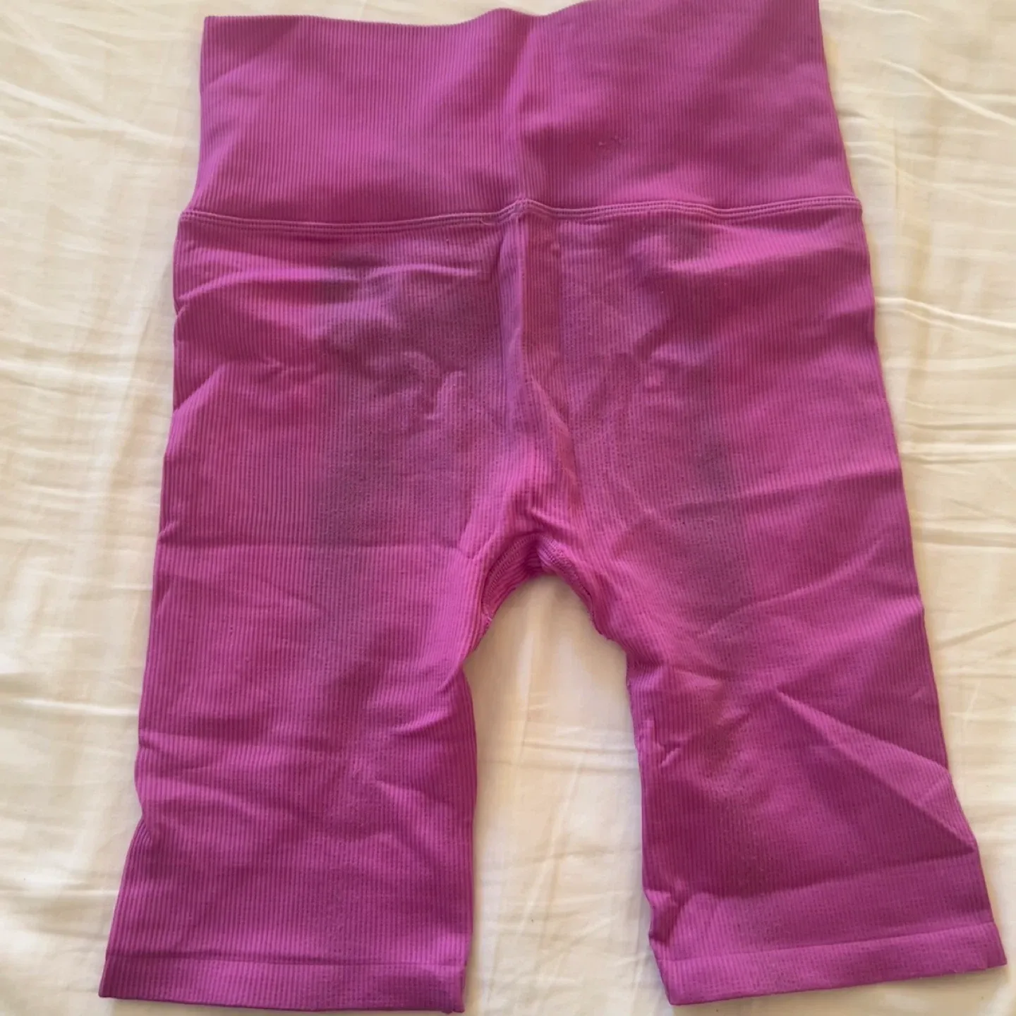 Alo Barbie Pink Ribbed Biker Shorts image indicator(2)