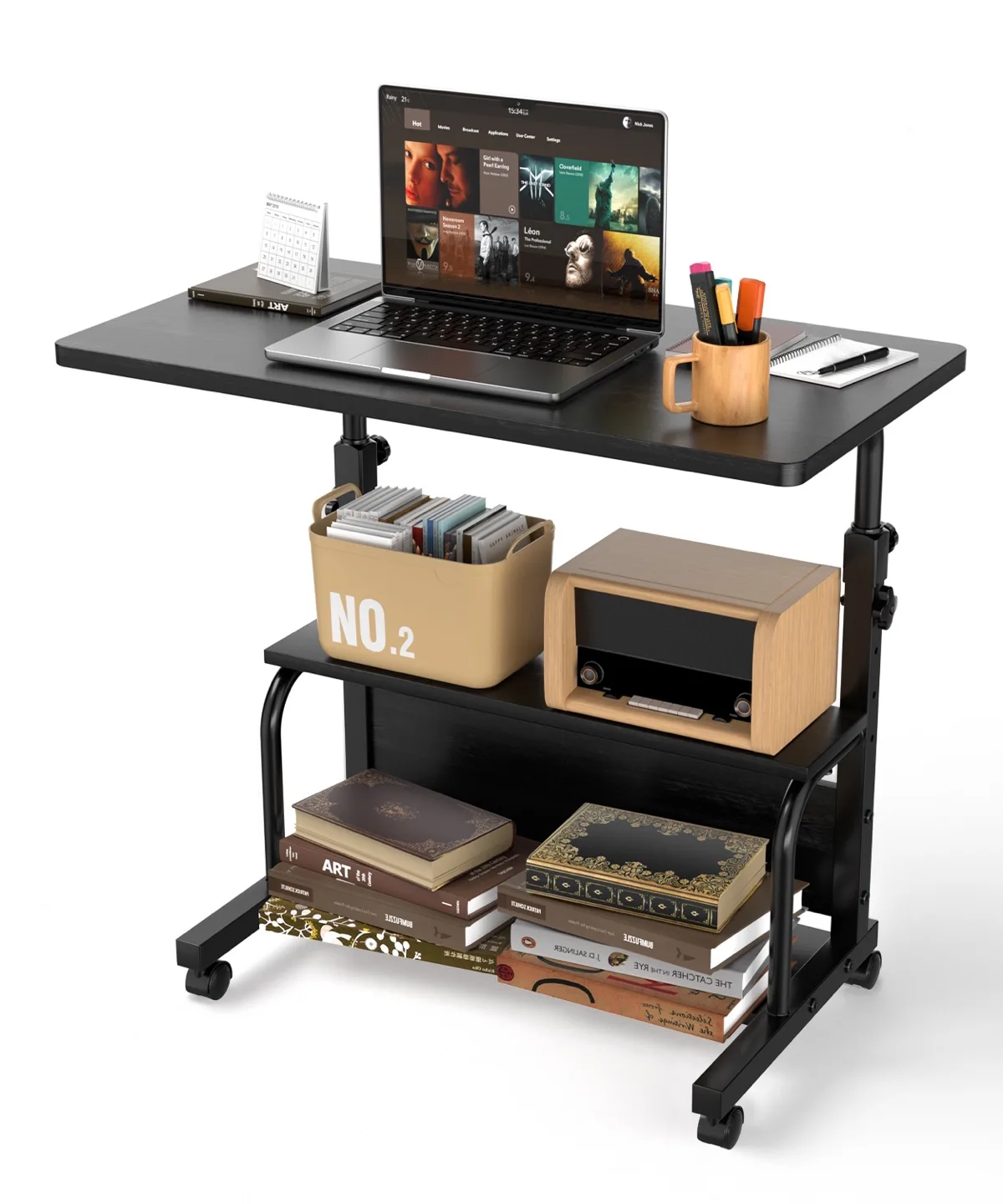 Rolling Desk on Wheels - Black image indicator(2)