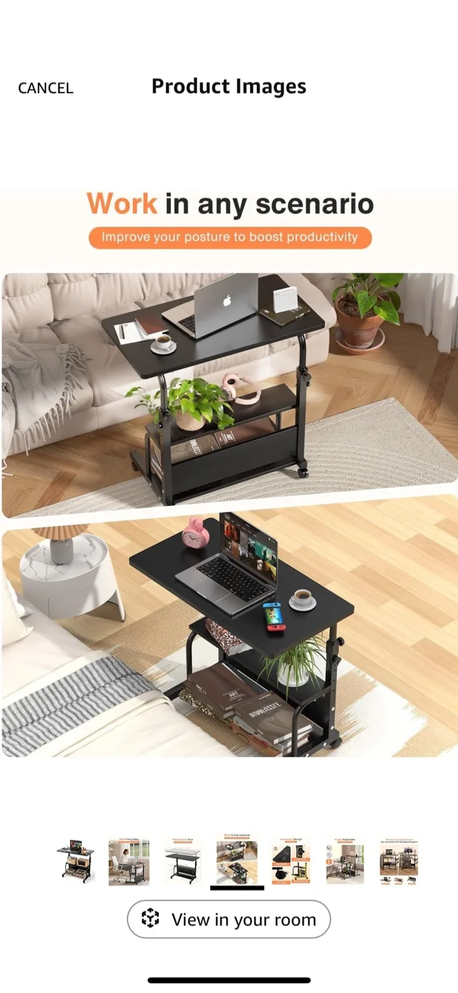 Rolling Desk on Wheels - Black image indicator(5)
