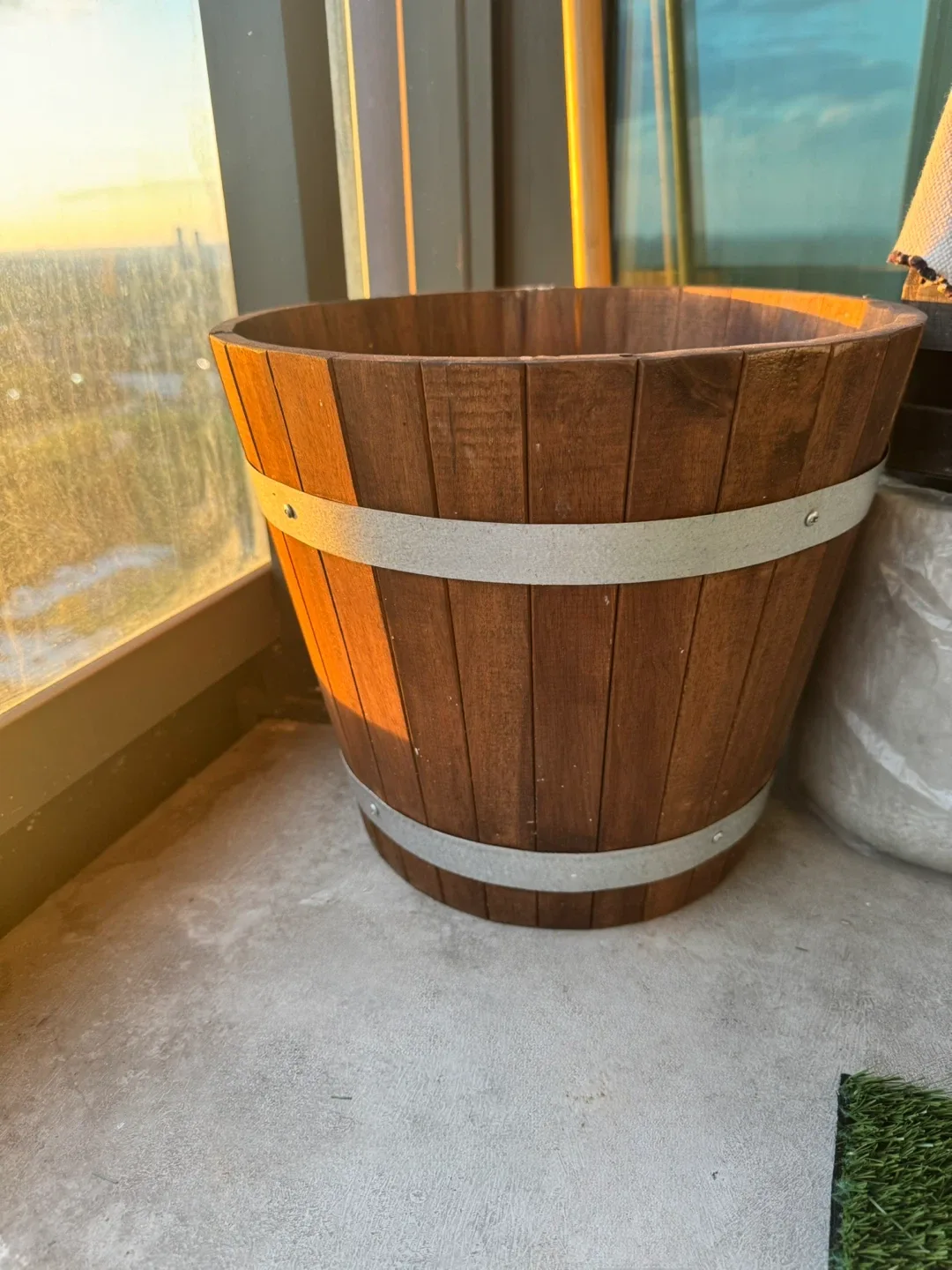 Wooden Barrel Style Planter thumbnail