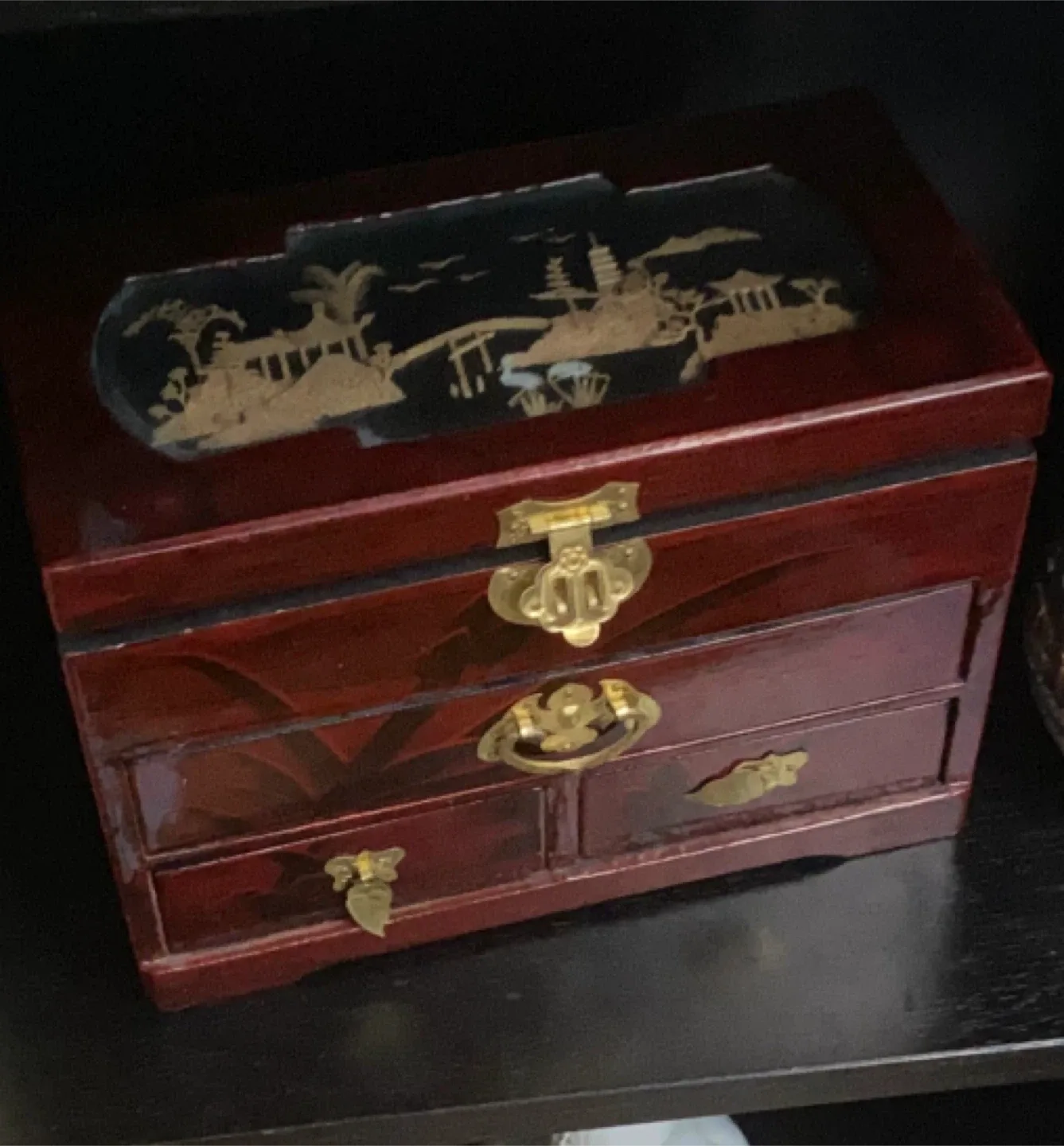 Wooden Jewelry Box with Drawers thumbnail