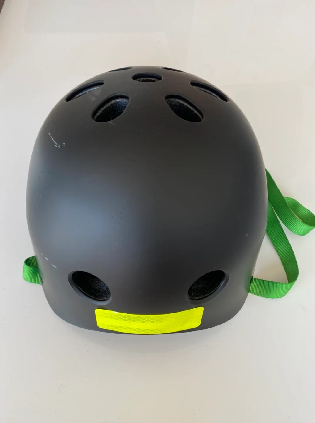 Black Helmet with Green Straps image indicator(2)
