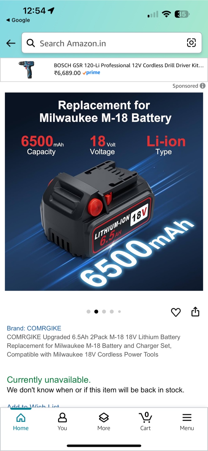 COMRGIKE 18V 6.5Ah Battery & Charger for Milwaukee - photo 4