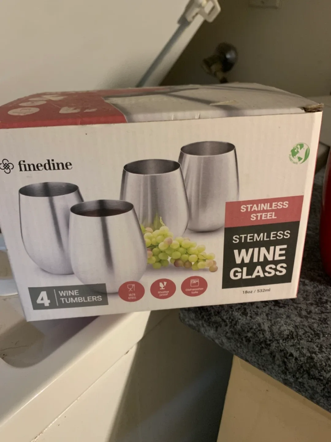 finedine Stainless Steel Stemless Wine Glasses (4) thumbnail