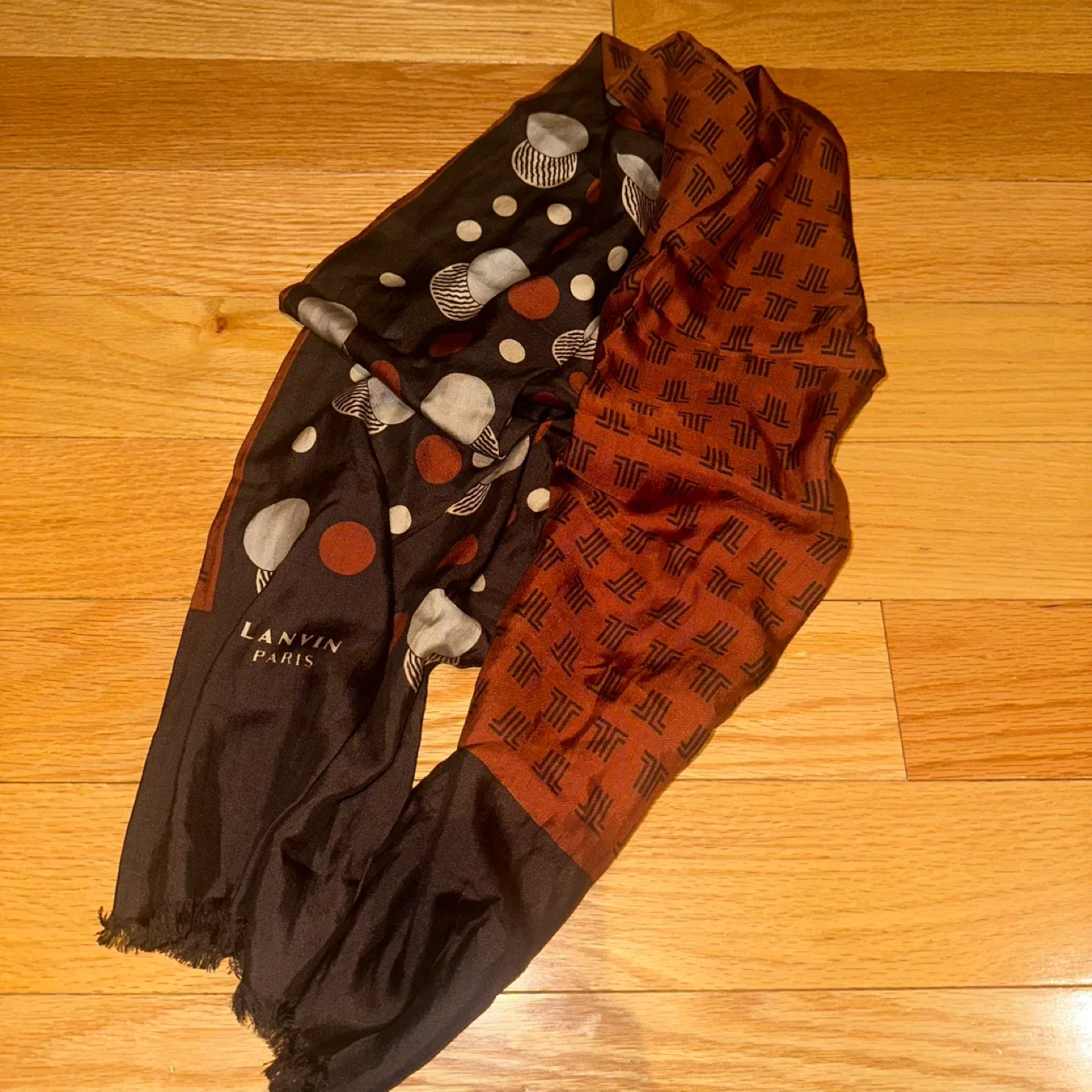 Vintage Lanvin Paris 100% Silk Scarf Long thumbnail