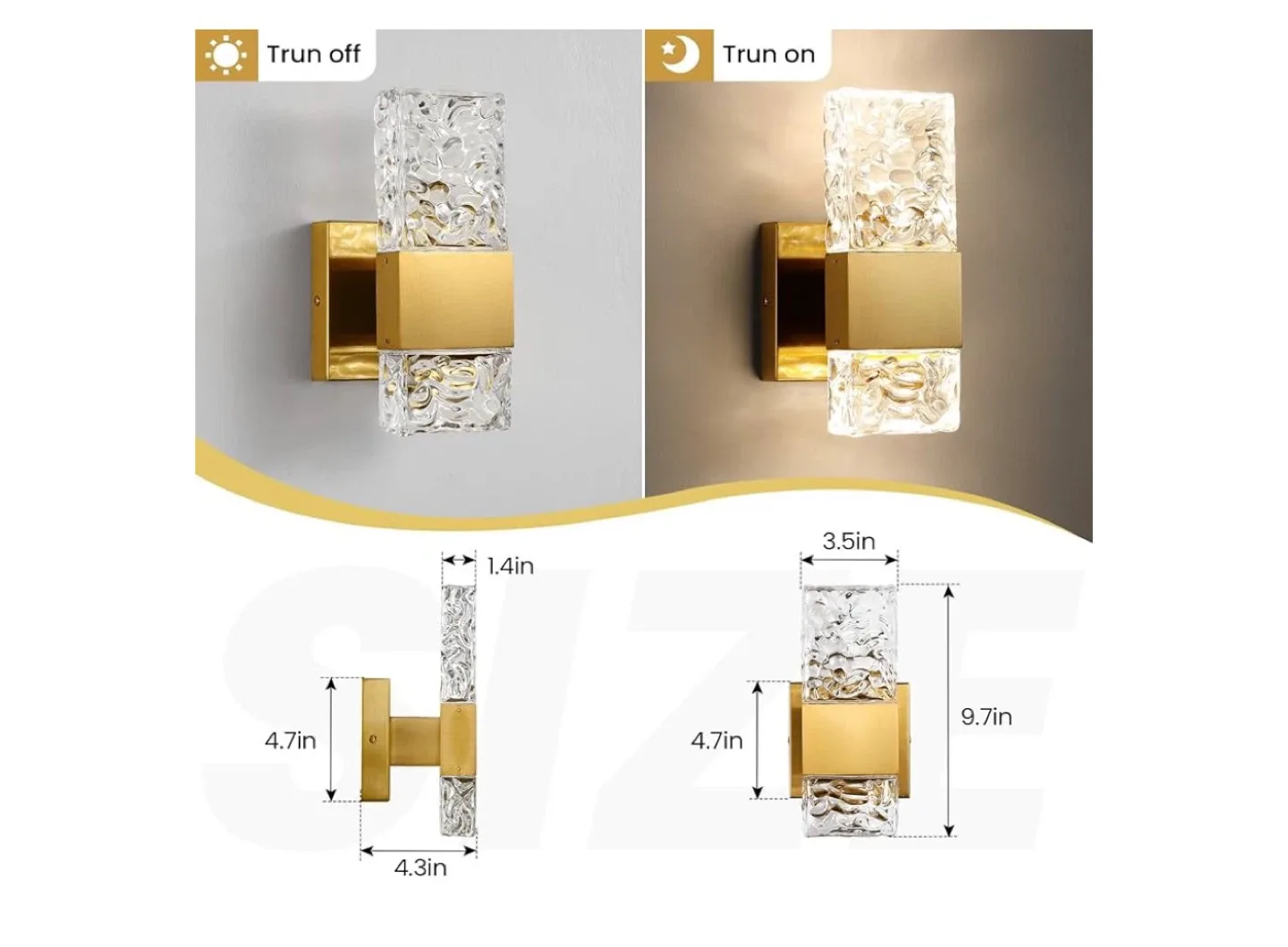 Epinl Gold Crystal Wall Sconce Lighting image indicator(2)