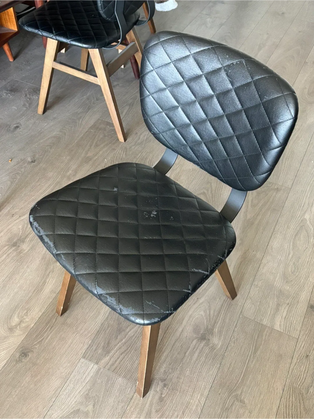 MOVE OUT SALE - SET OF 4 Mid-Century Black/Wood Dining Chair thumbnail