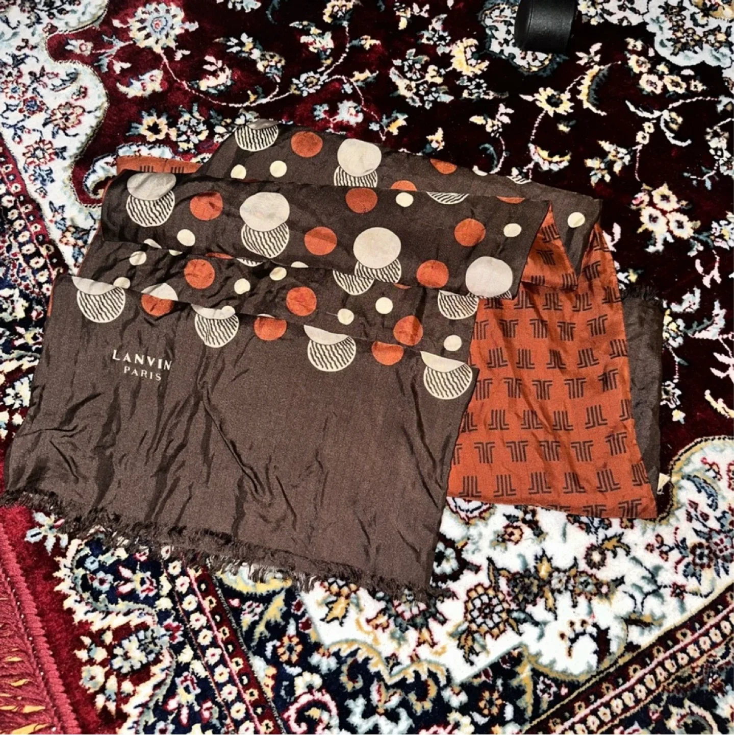 Vintage Lanvin Paris 100% Silk Scarf Long image indicator(3)