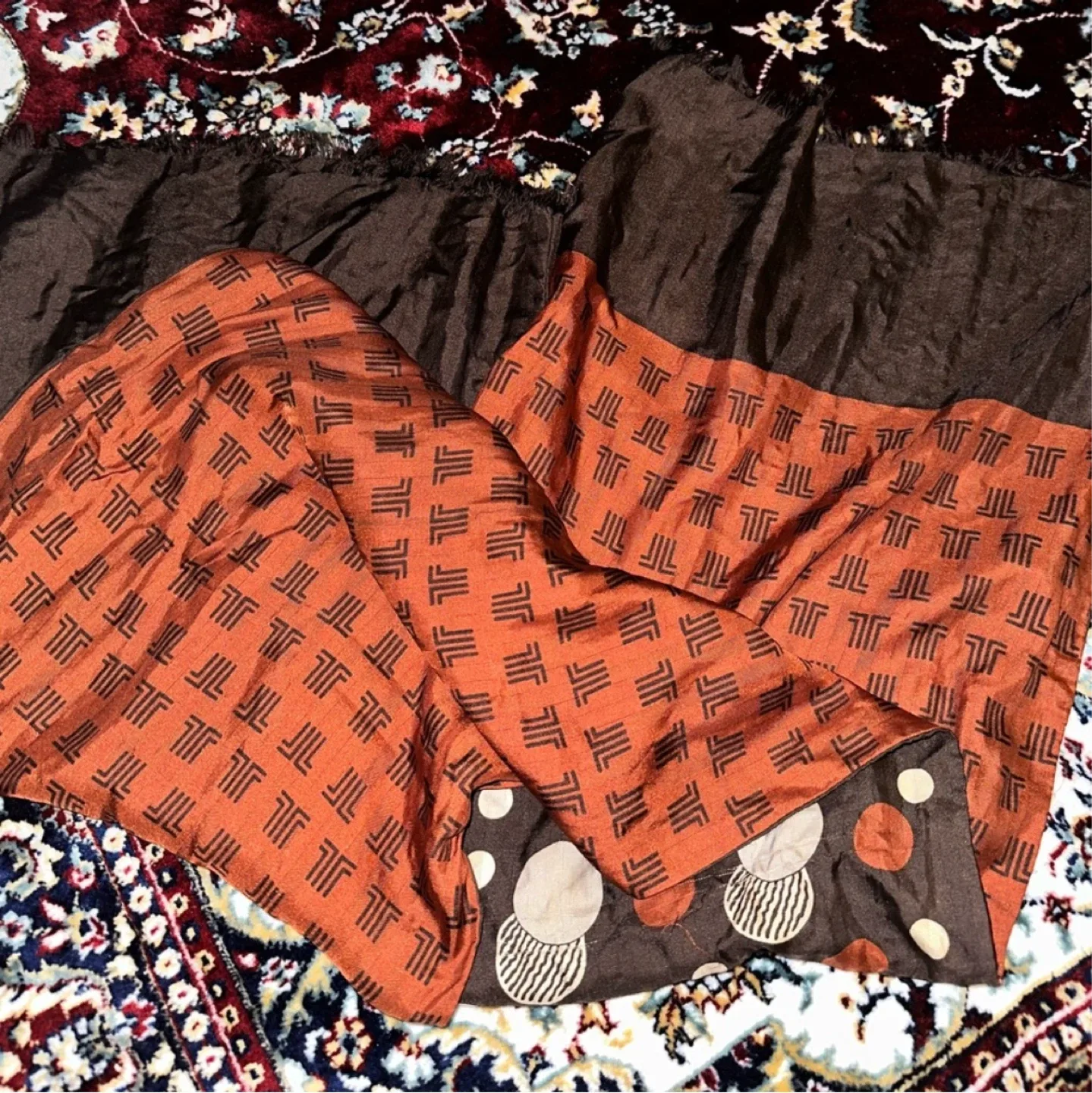 Vintage Lanvin Paris 100% Silk Scarf Long image indicator(4)