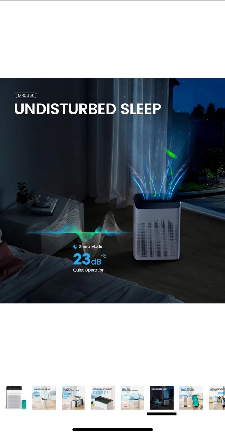 MERONTE Air Purifier for Large Room - White image indicator(8)