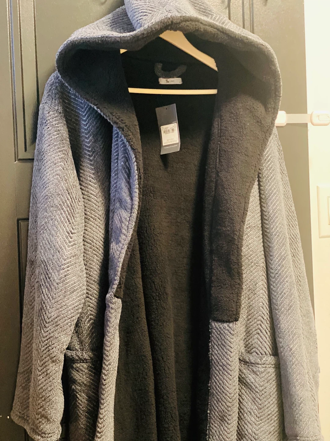 New (unused) Tu Men's Hooded Bathrobe - Grey (Large size) - photo 2