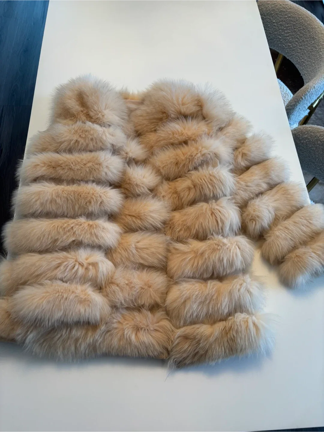 Real Fur Coat - Beige thumbnail