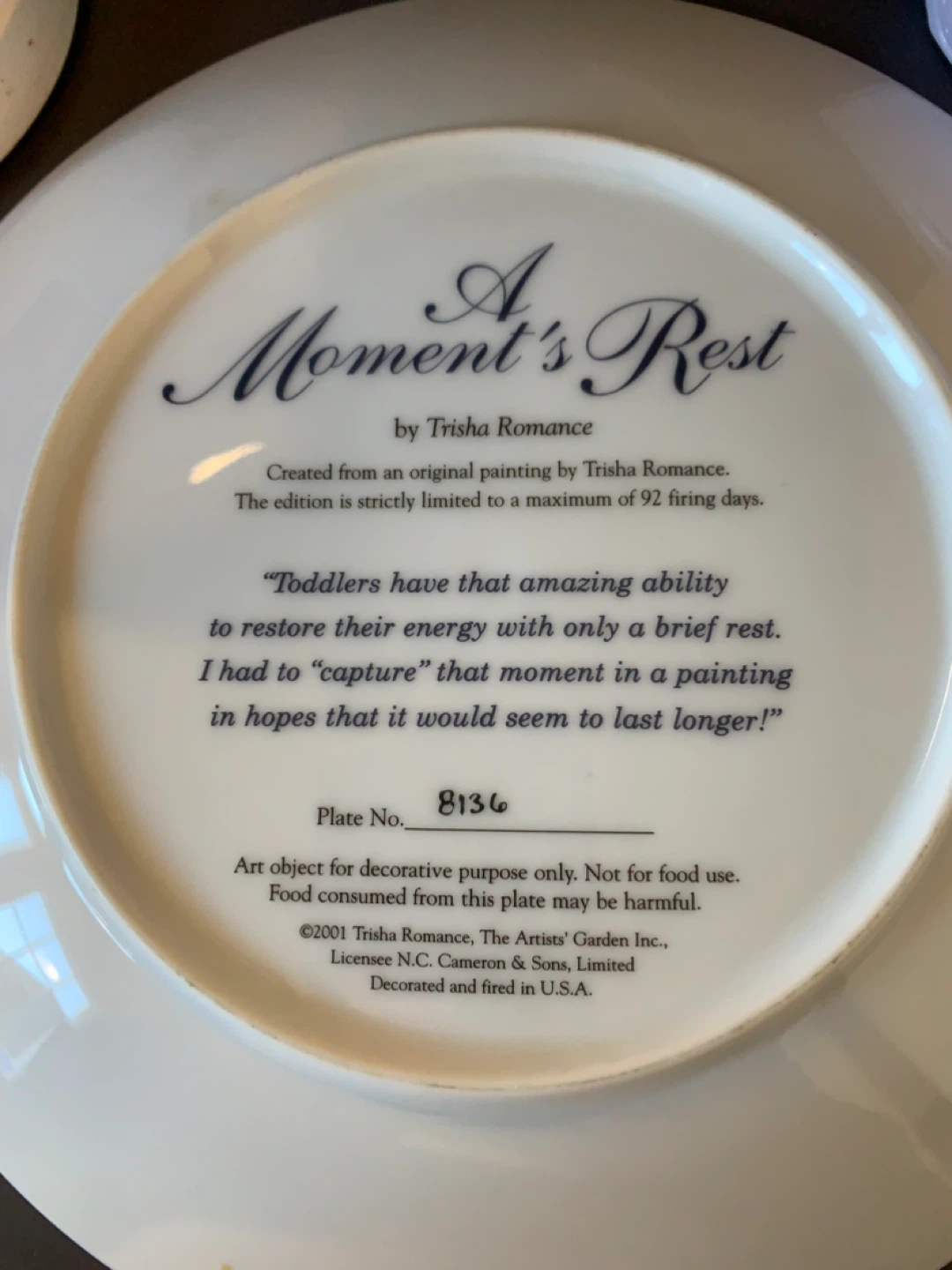 A Moment's Rest Decorative Plate by Trisha Romance - photo 2