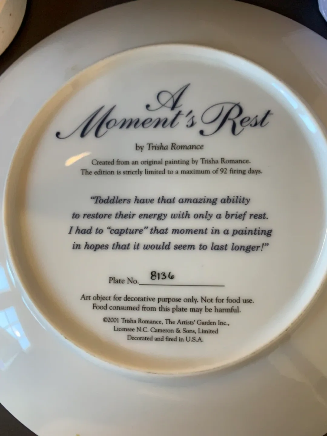A Moment's Rest Decorative Plate by Trisha Romance image indicator(2)