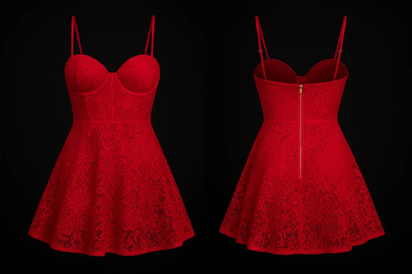 Red Lace Mini Dress thumbnail
