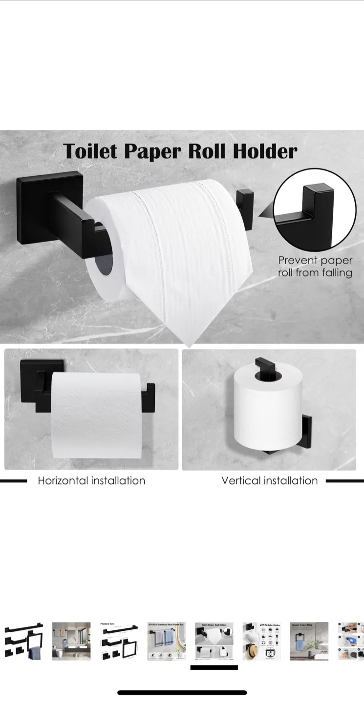 Ahomxin 5-Piece Black Bathroom Towel Holder Set image indicator(6)