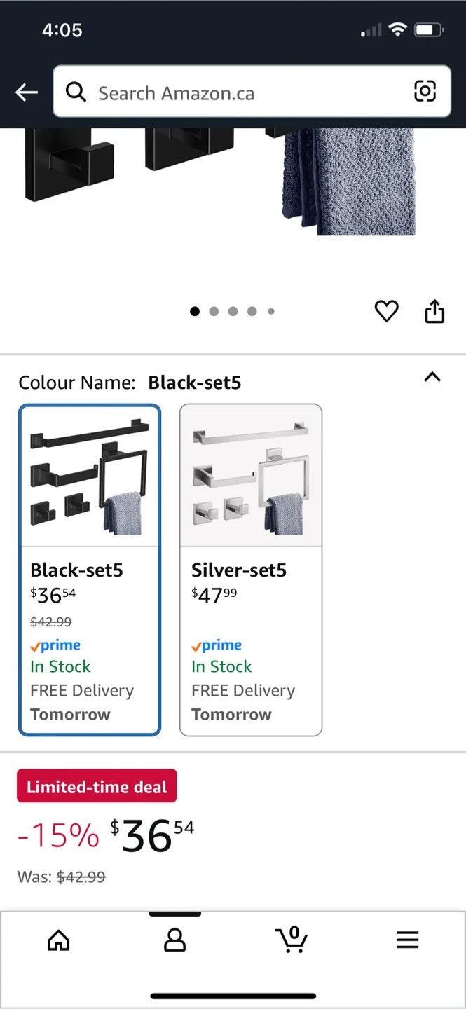 Ahomxin 5-Piece Black Bathroom Towel Holder Set image indicator(2)