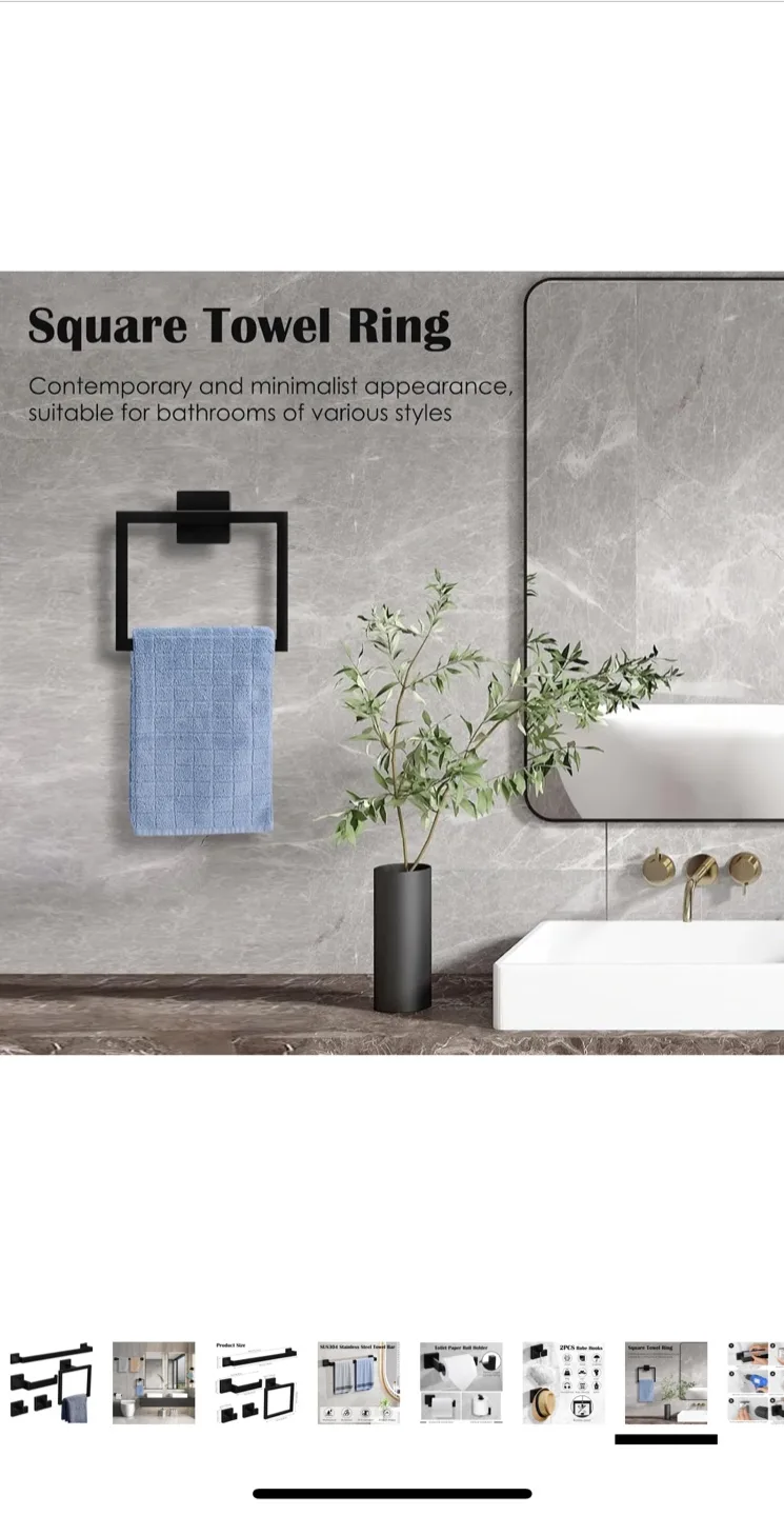 Ahomxin 5-Piece Black Bathroom Towel Holder Set image indicator(8)