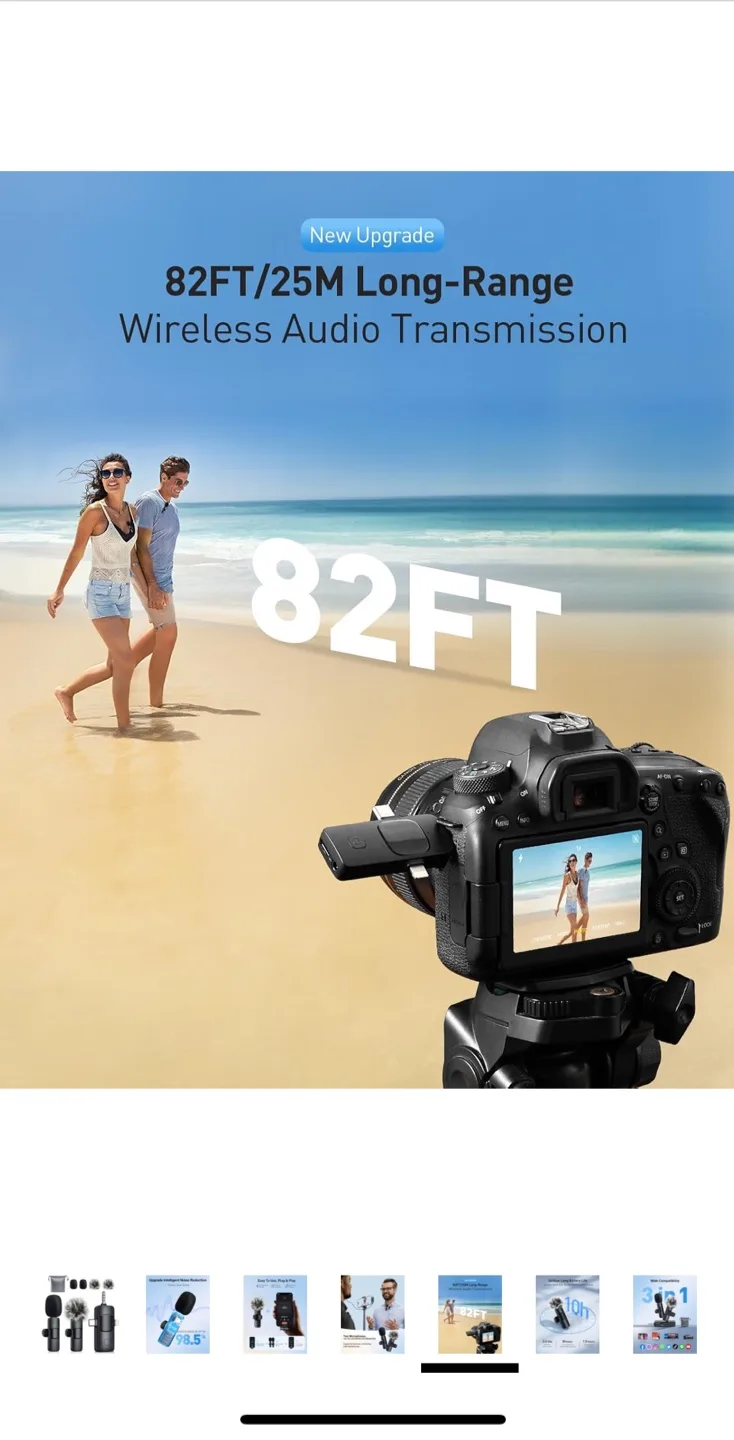 MENERESAS 3-in-1 Mini Microphone - Wireless Lavalier Lapel Mic image indicator(6)