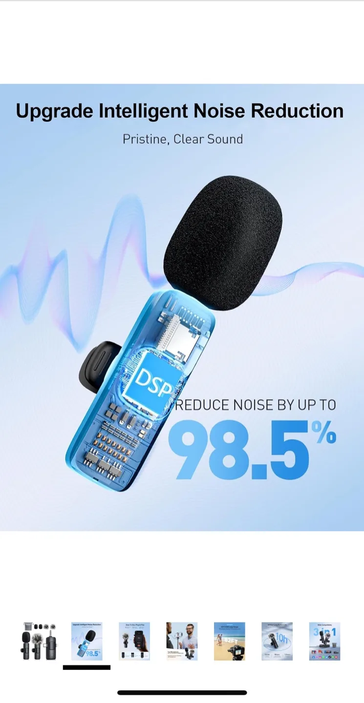 MENERESAS 3-in-1 Mini Microphone - Wireless Lavalier Lapel Mic image indicator(3)