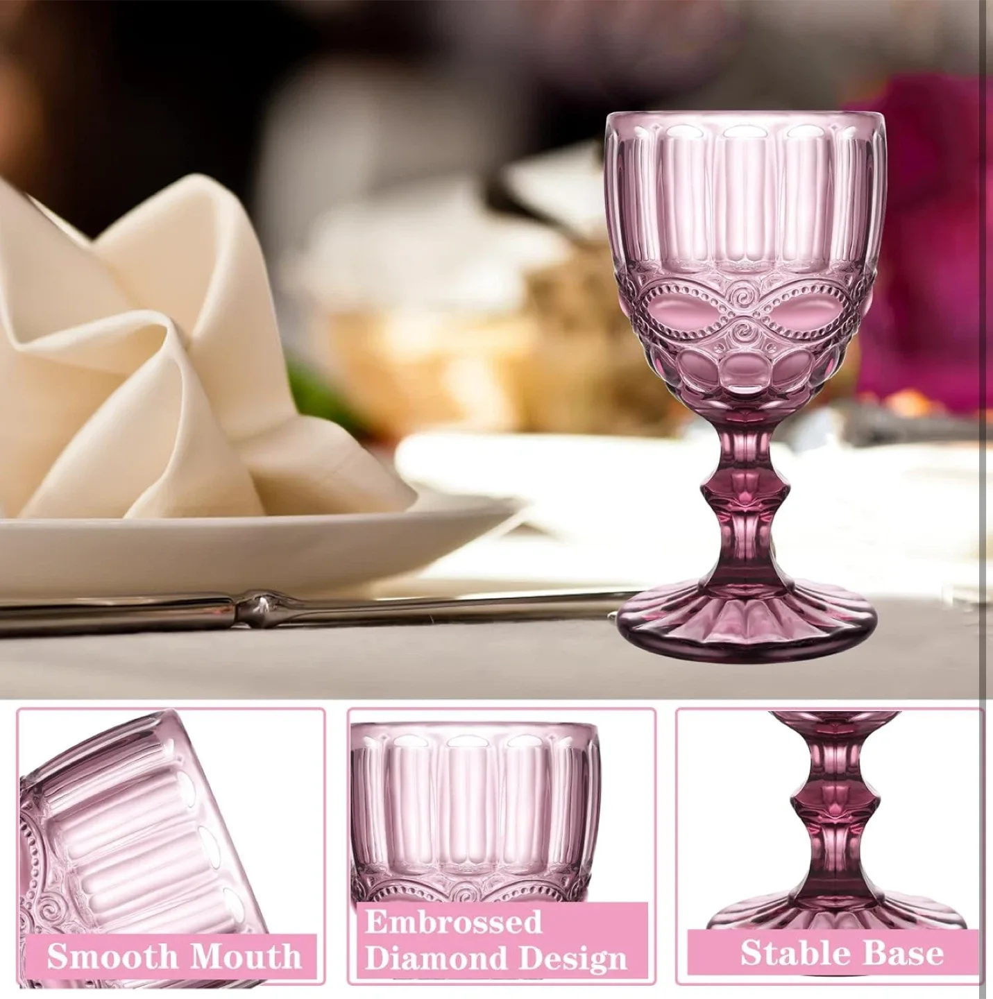 Vintage Wine Glasses Set of 6, 10oz/300ml image indicator(4)