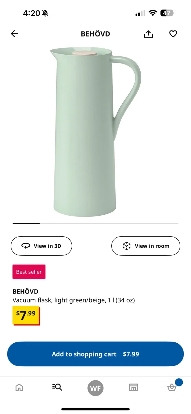 IKEA BEHÖVD Vacuum Flask - Light Green image indicator(2)