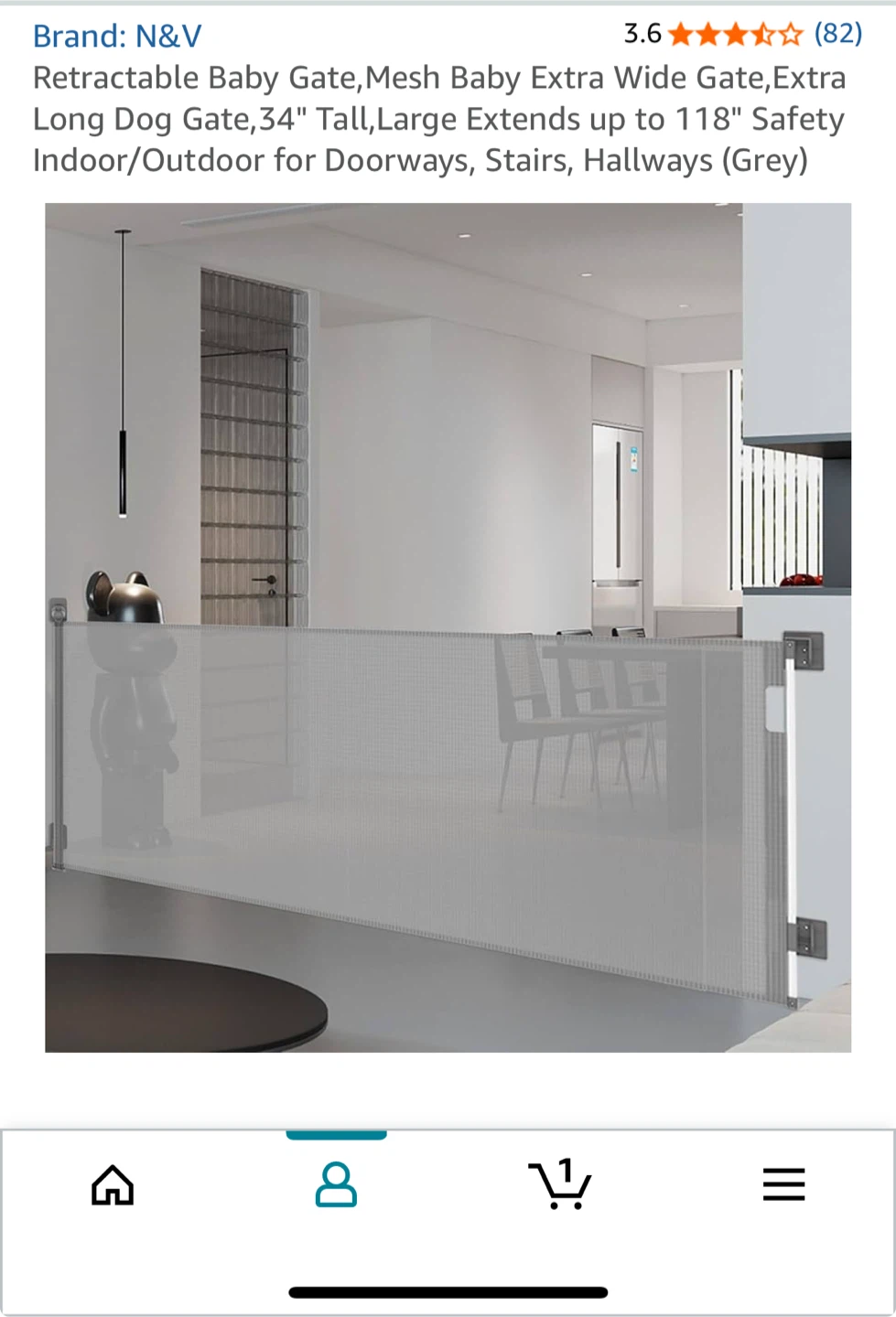 Retractable Baby Gate, Extra Wide (118”), and 34" Tall