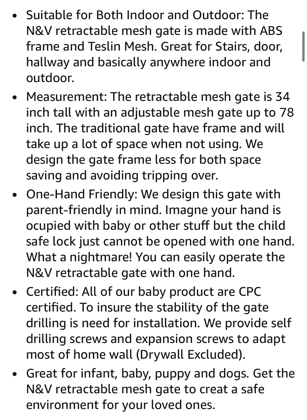 Retractable Baby Gate, Extra Wide (118”), and 34" Tall - photo 2