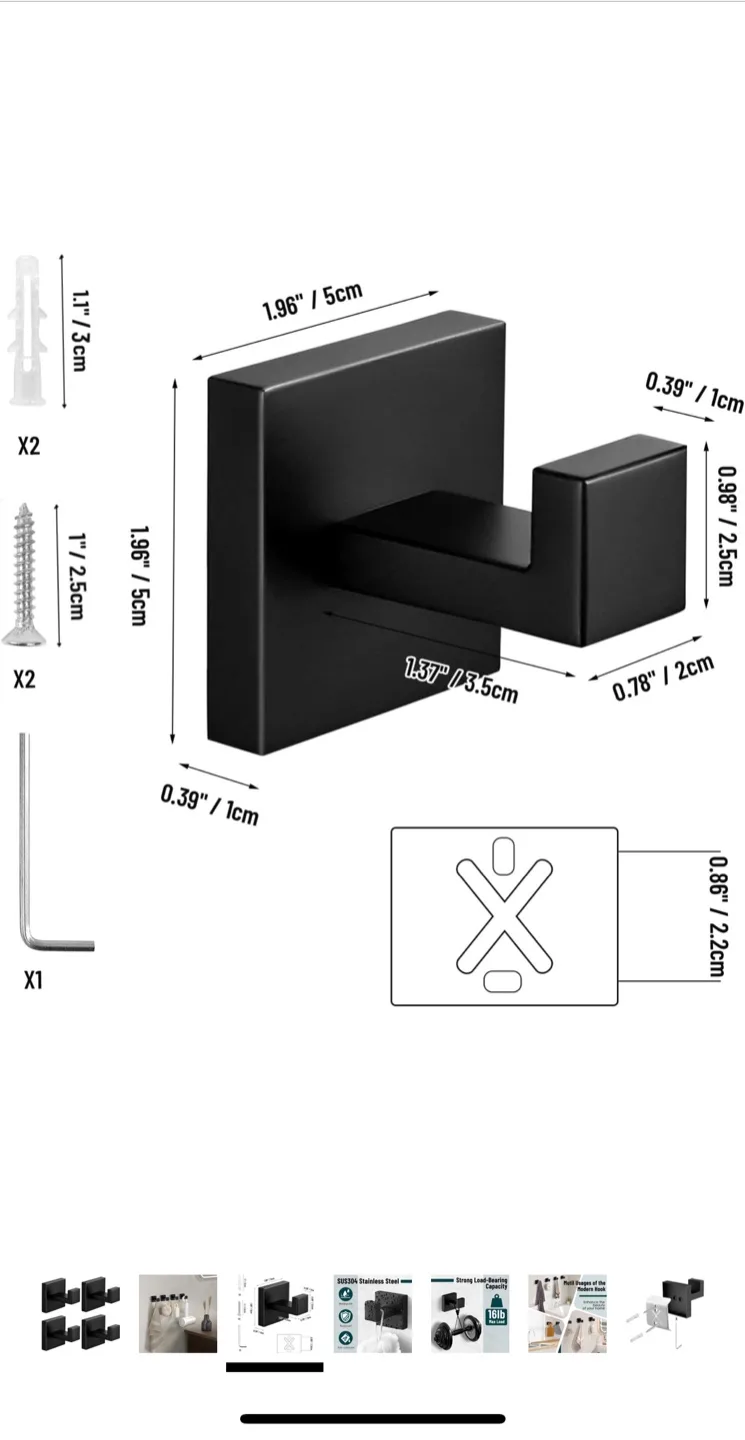 SANGFOR Black Towel Hooks, SUS304 Stainless Steel image indicator(4)