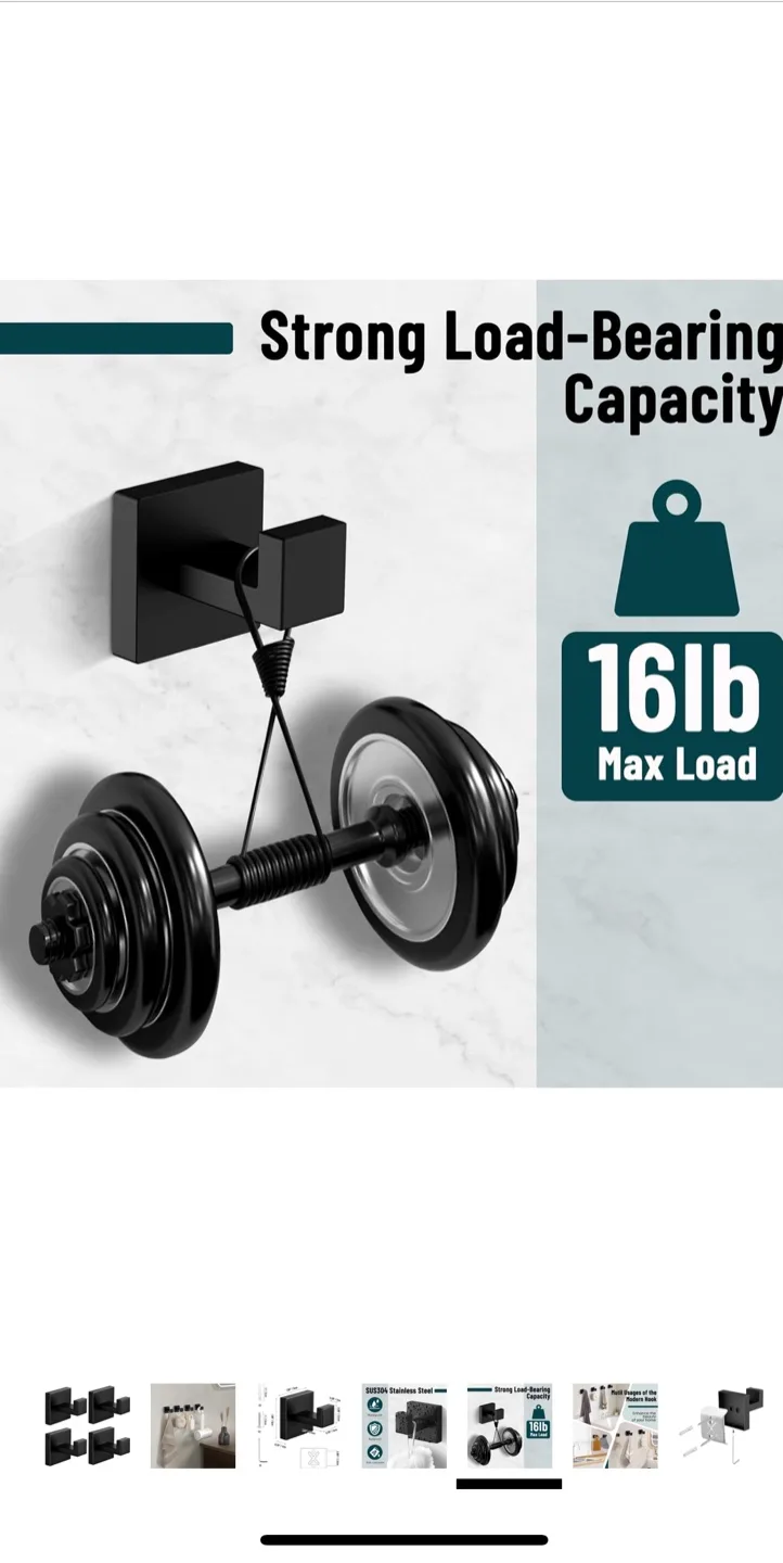 SANGFOR Black Towel Hooks, SUS304 Stainless Steel image indicator(6)