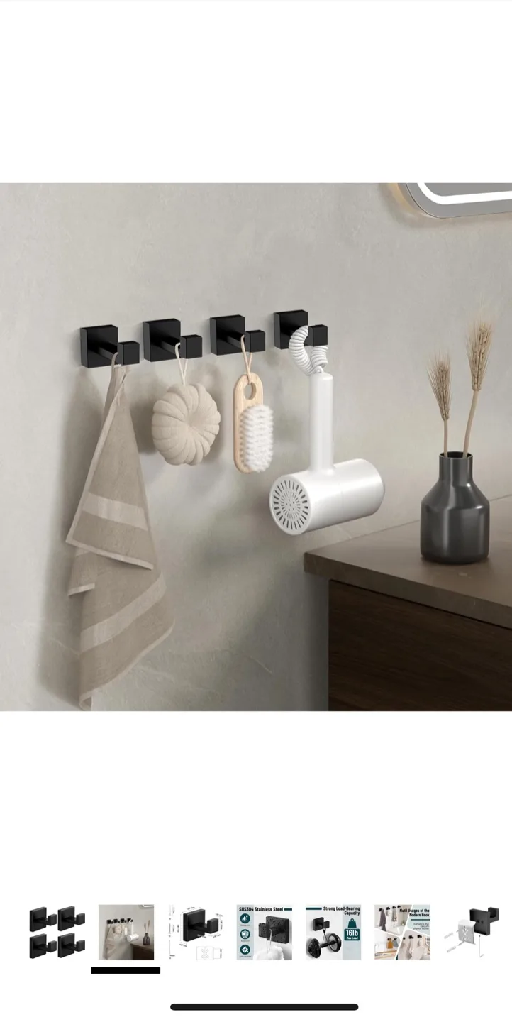 SANGFOR Black Towel Hooks, SUS304 Stainless Steel image indicator(3)