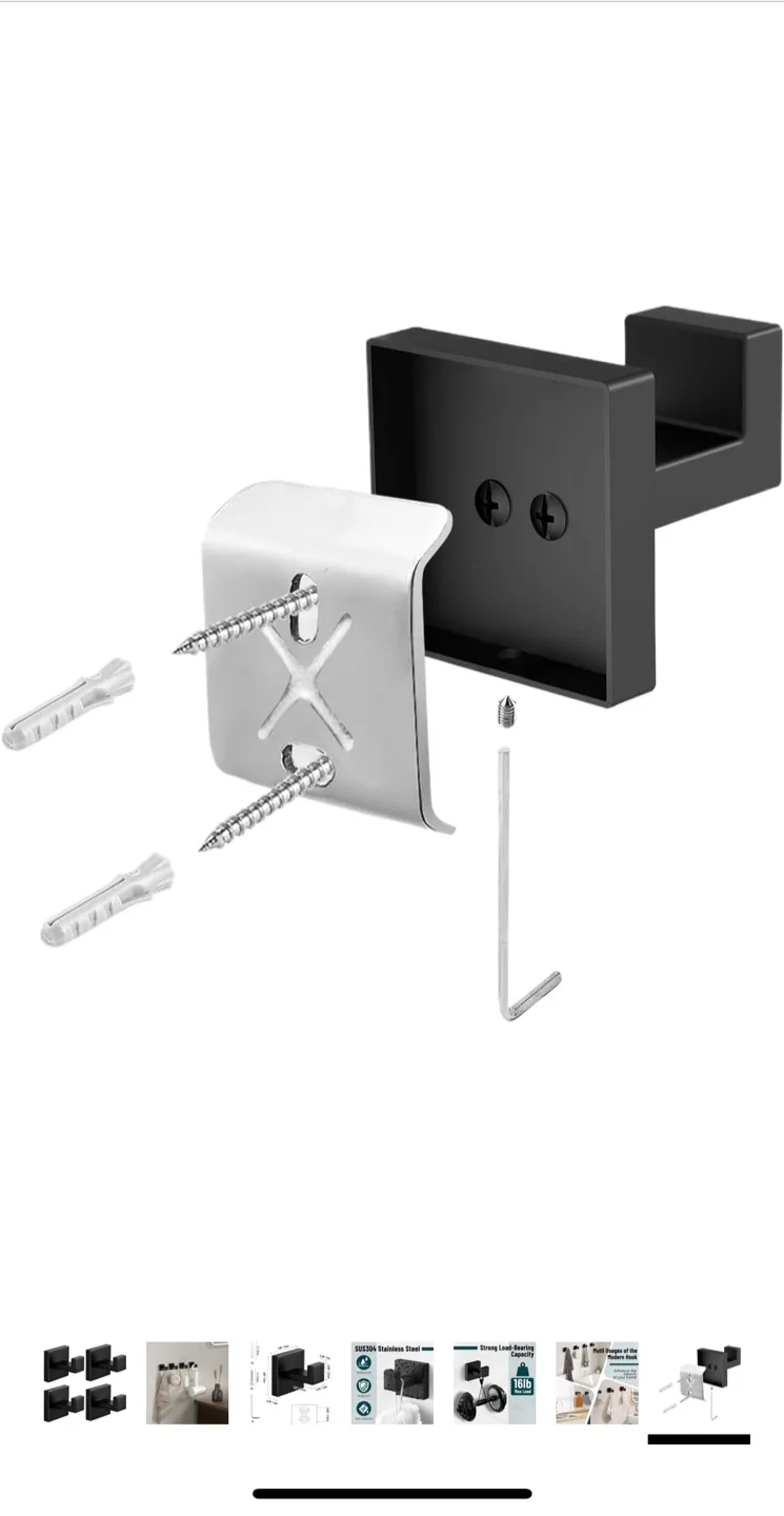 SANGFOR Black Towel Hooks, SUS304 Stainless Steel image indicator(8)