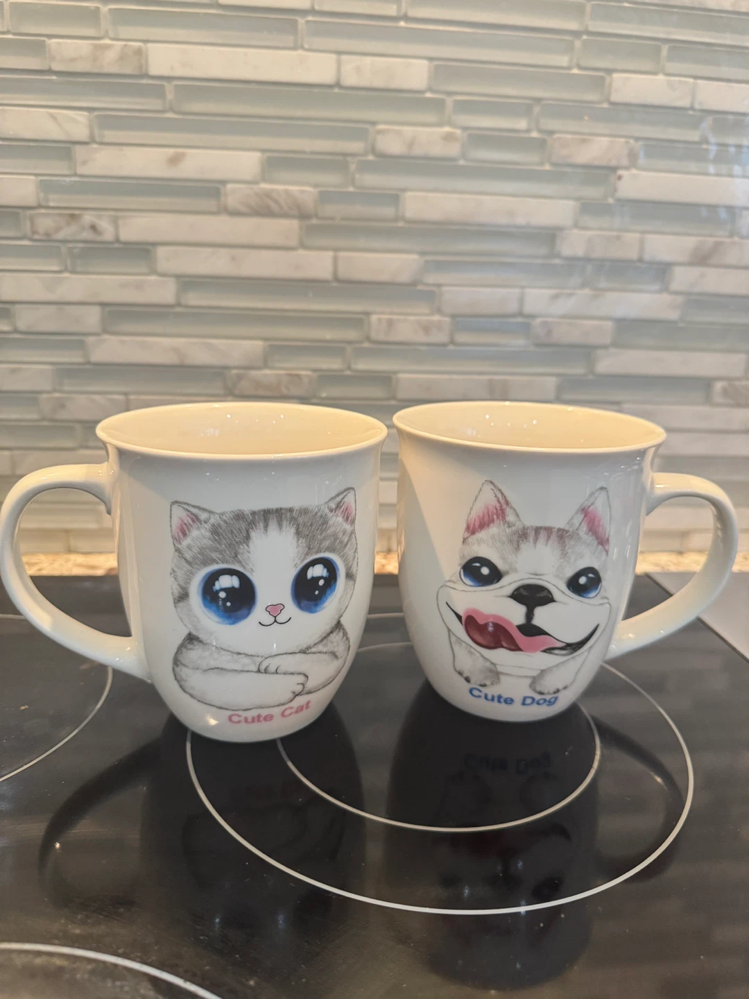 Cute Cat & Dog Mugs - Set of 2