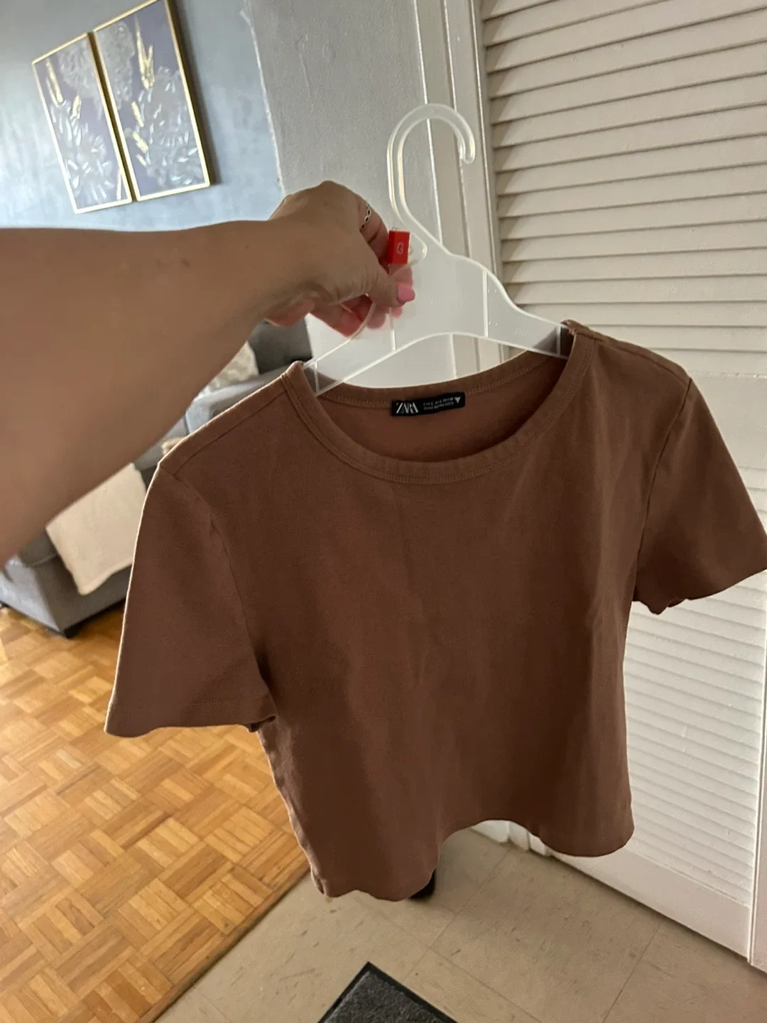 Zara Brown Crop Top - Size L. read description thumbnail