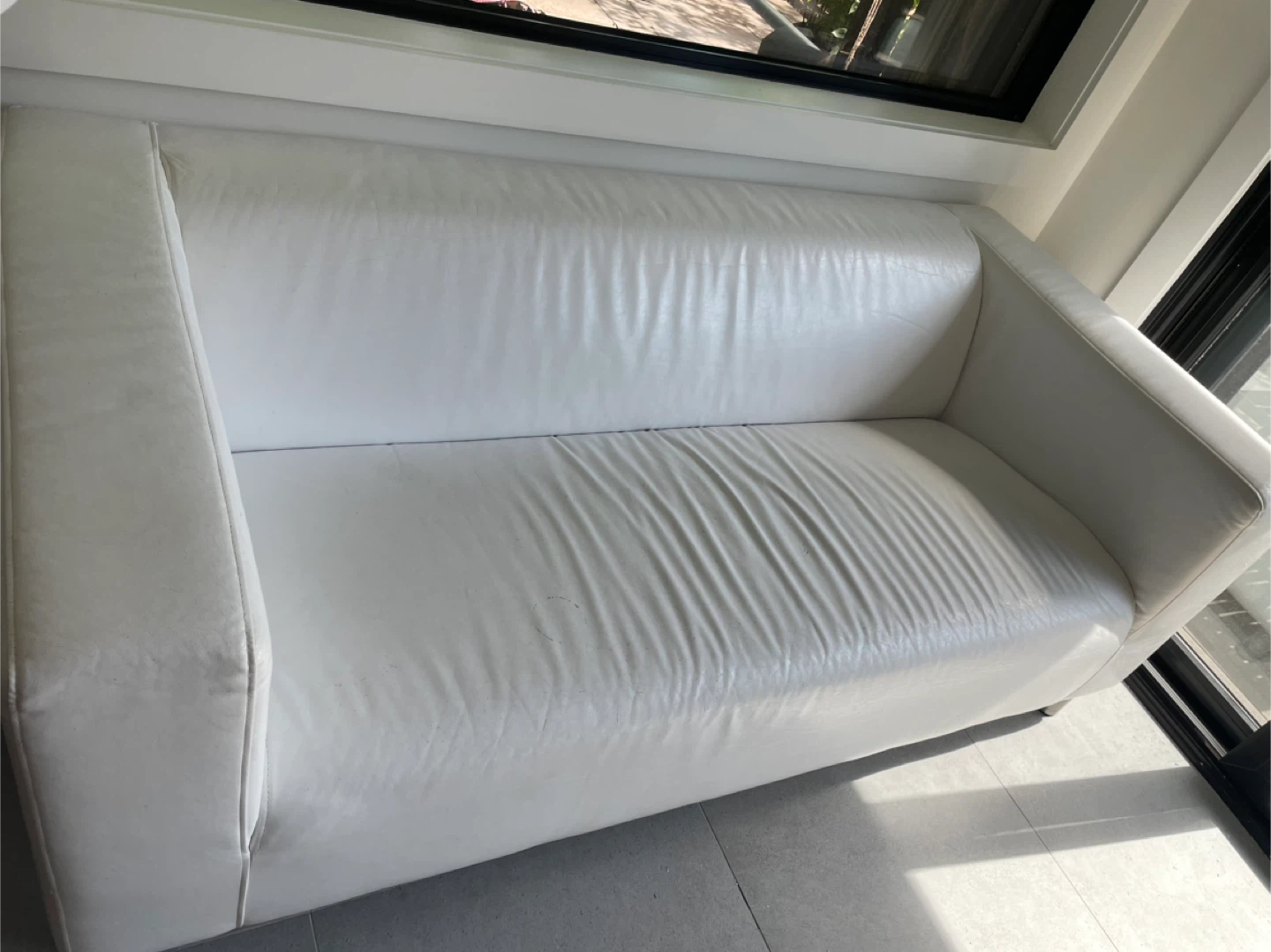 White leather couch