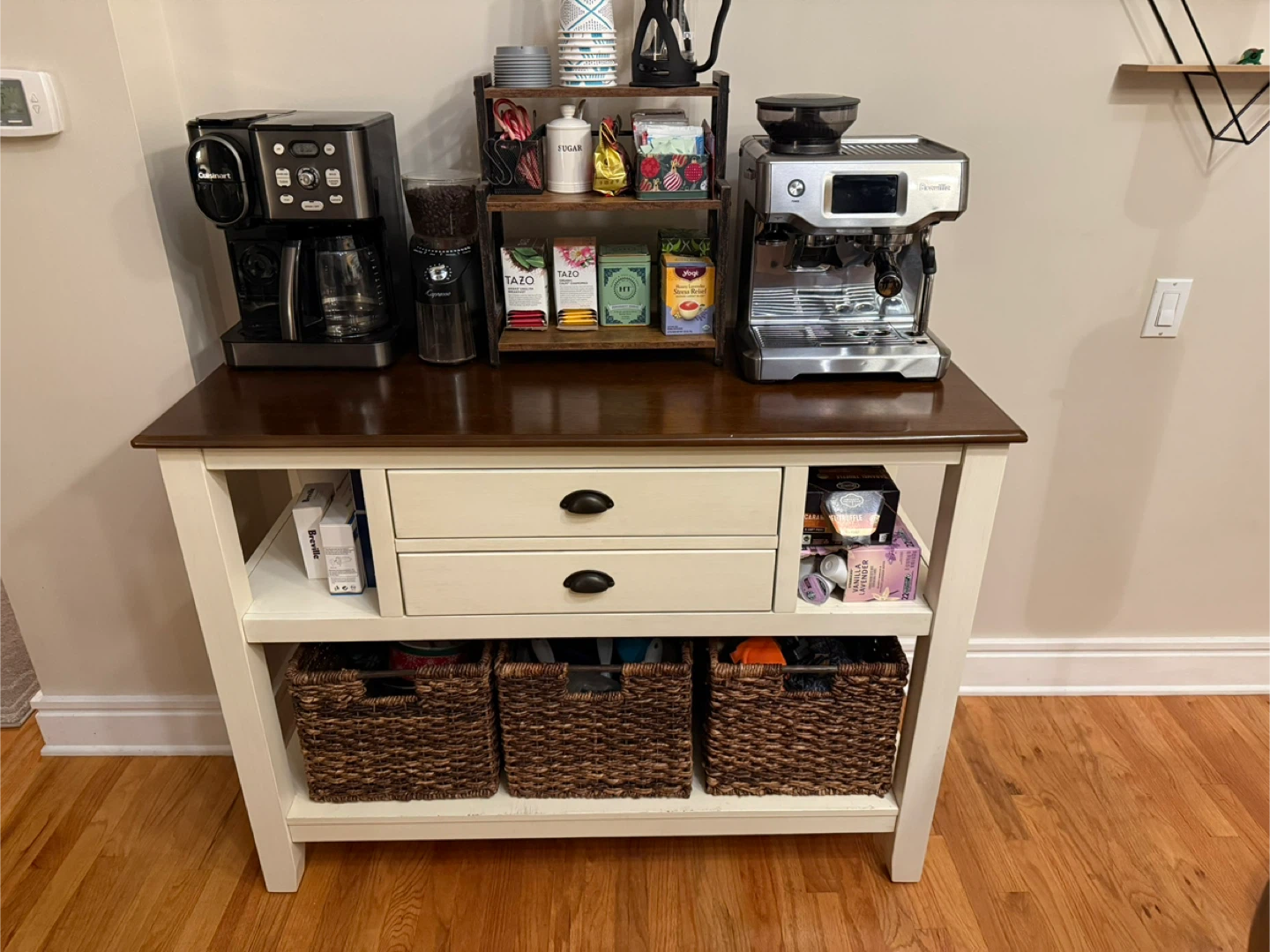 Brown & White Buffet Table/Kitchen Bar