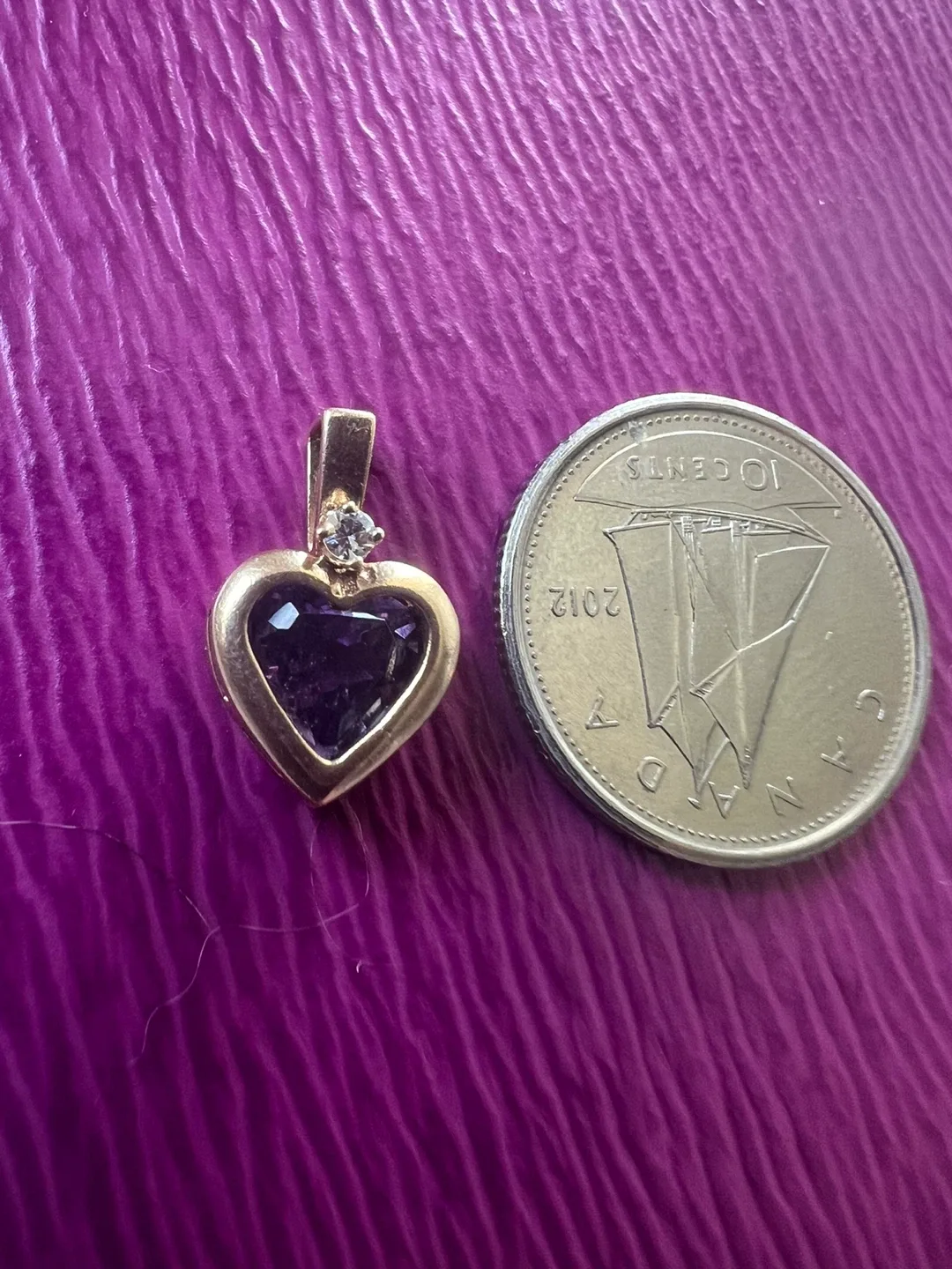 14K Gold Heart Pendant with Amethyst thumbnail