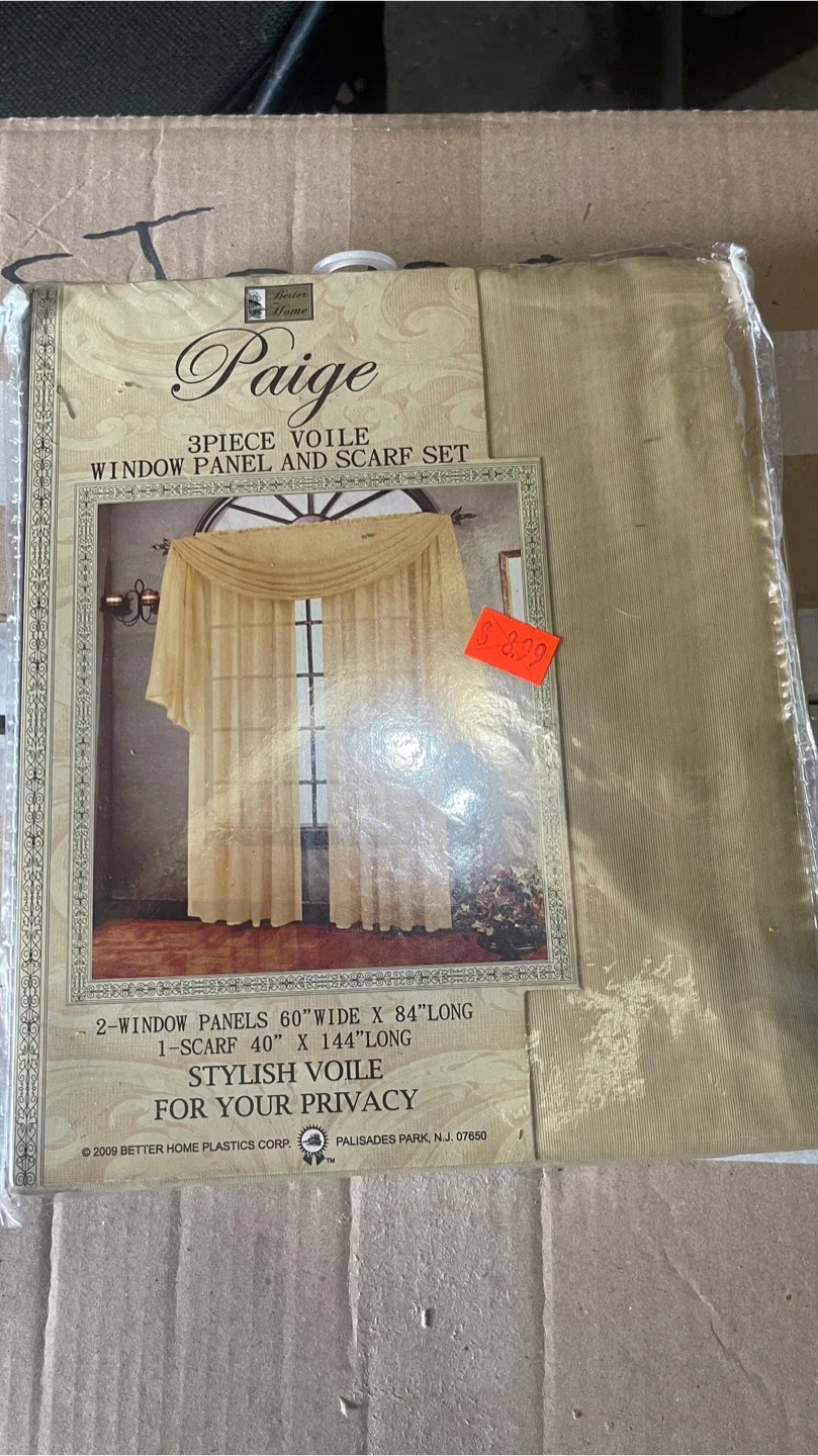 Paige 3-Piece Voile Window Panel & Scarf Set thumbnail