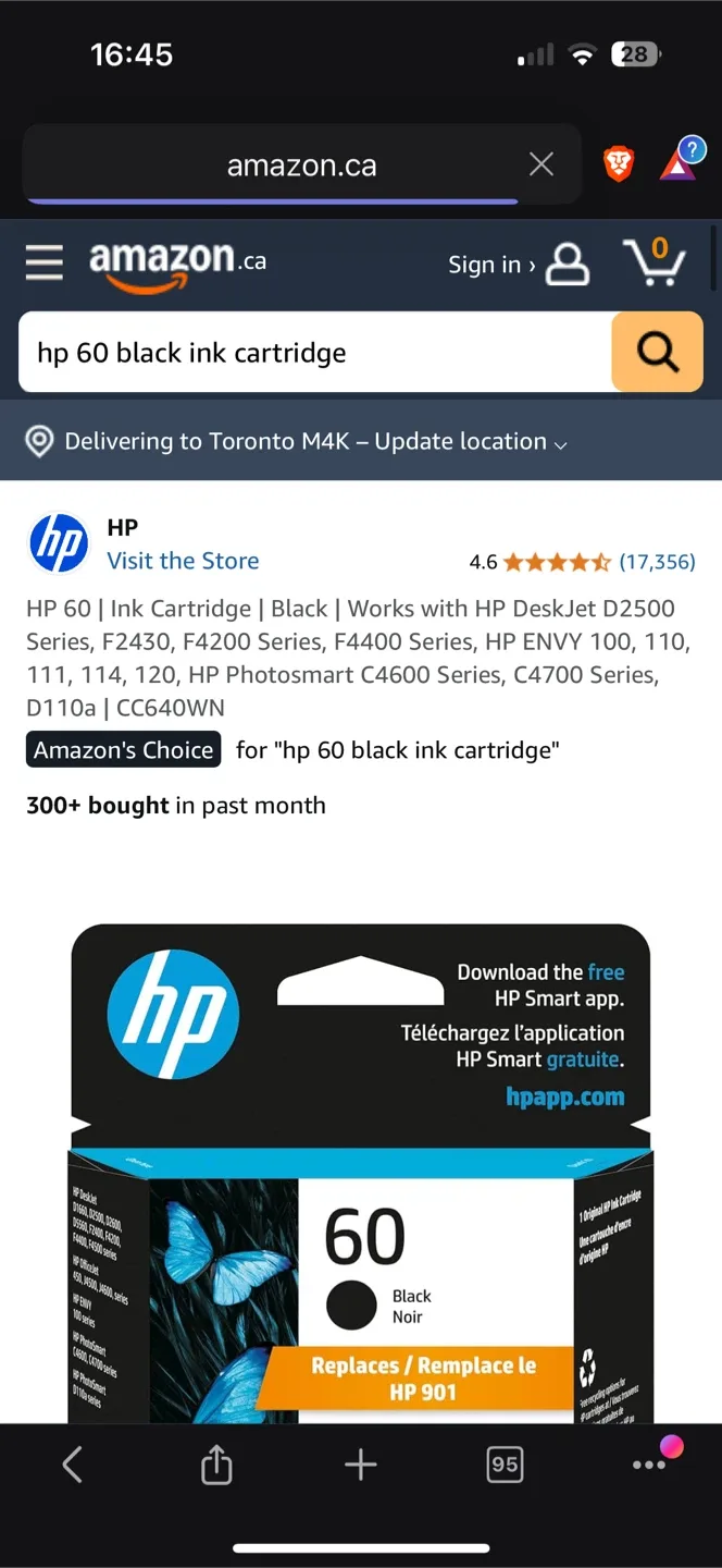 *New* $47 HP 60 Black Ink Cartridge image indicator(2)