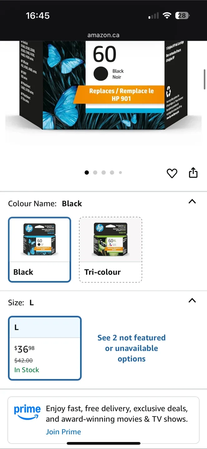 *New* $47 HP 60 Black Ink Cartridge image indicator(3)