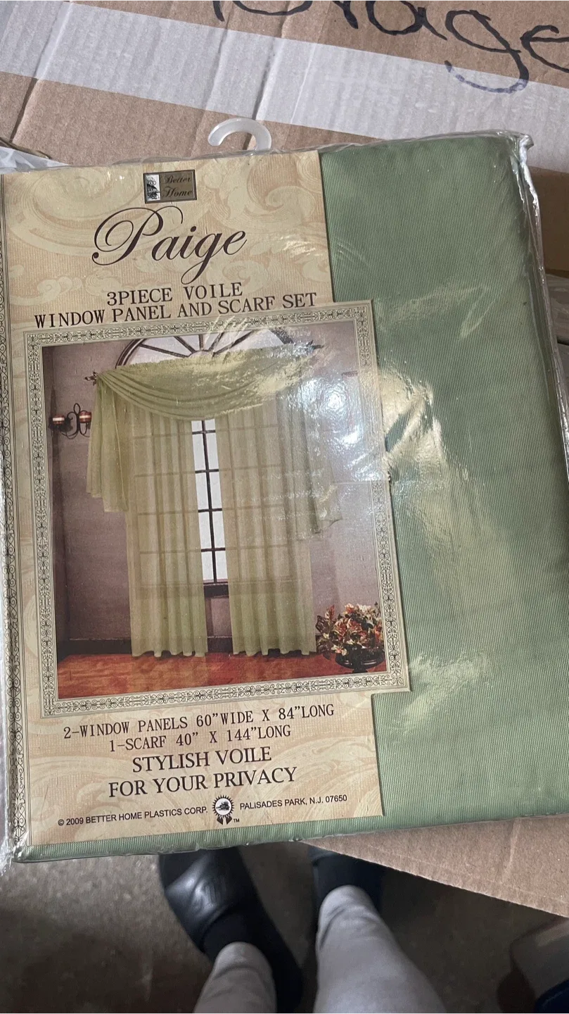Paige 3-Piece Voile Window Panel & Scarf Set thumbnail
