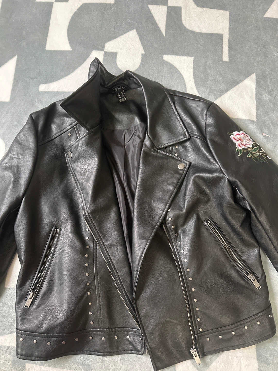 Streetwear Society Black Faux Leather Jacket - XL